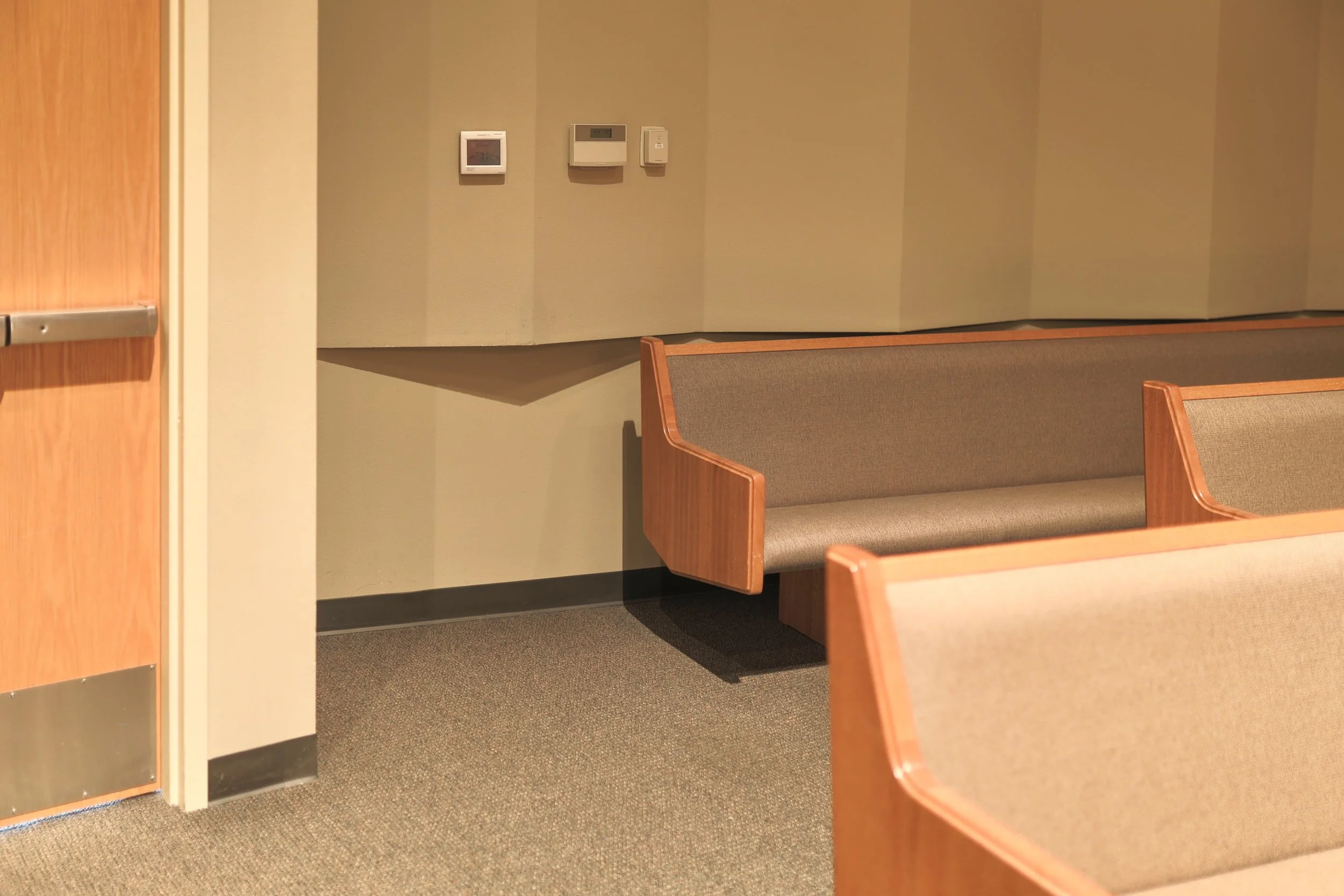 In our sanctuary, we have several spaces available for wheelchair users.