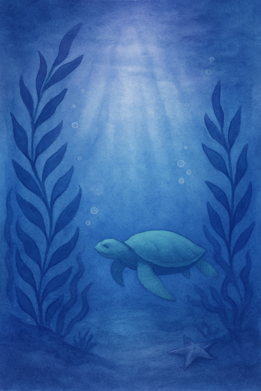 Serene Turtle Beneath Ocean’s Glow.png