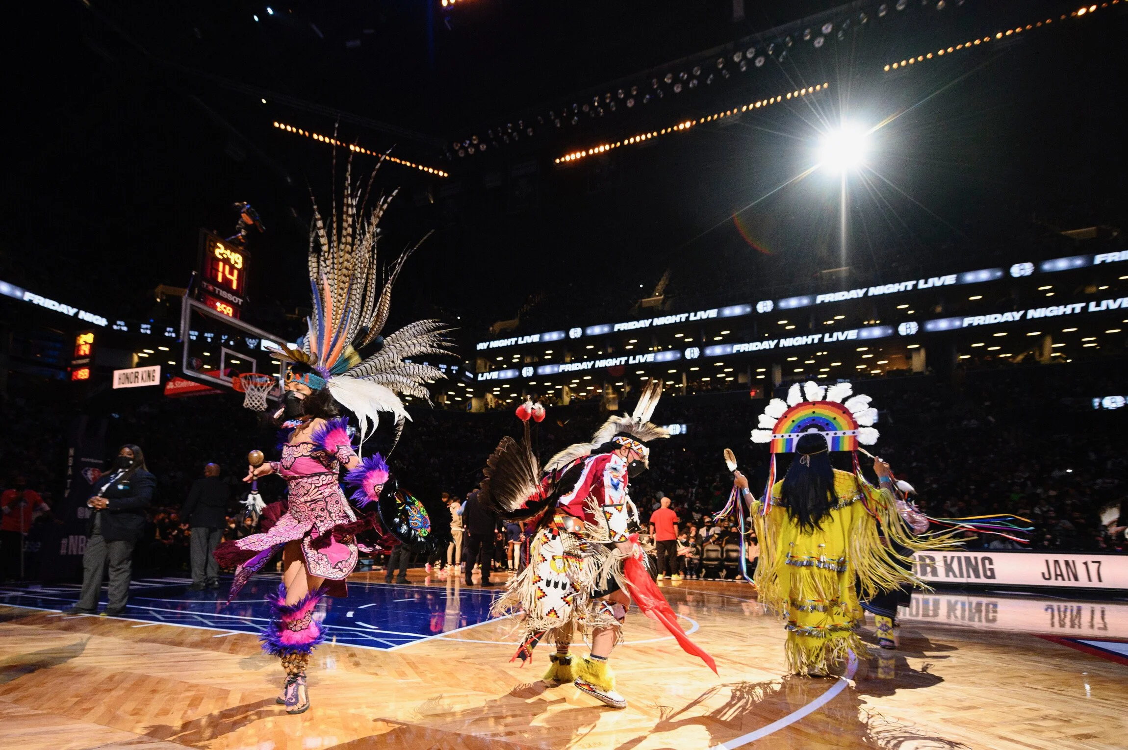 Patty Mills Hosts First Nations Peoples on BK Nets Friday Night Live Game