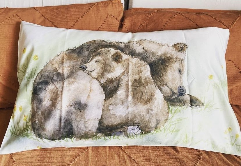 "Bear Hug" satin pillow case