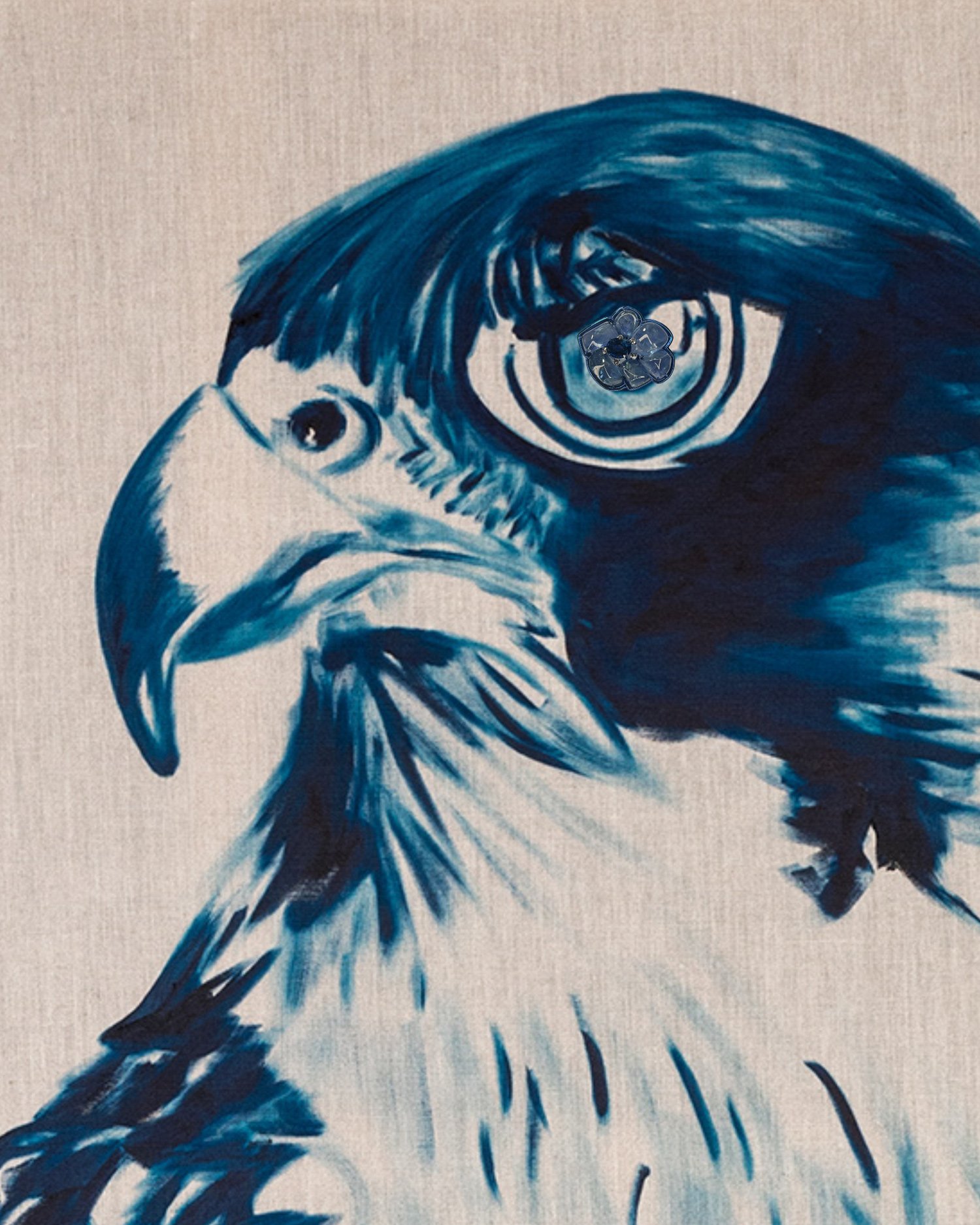 Blue Eyes Falcon Brooch