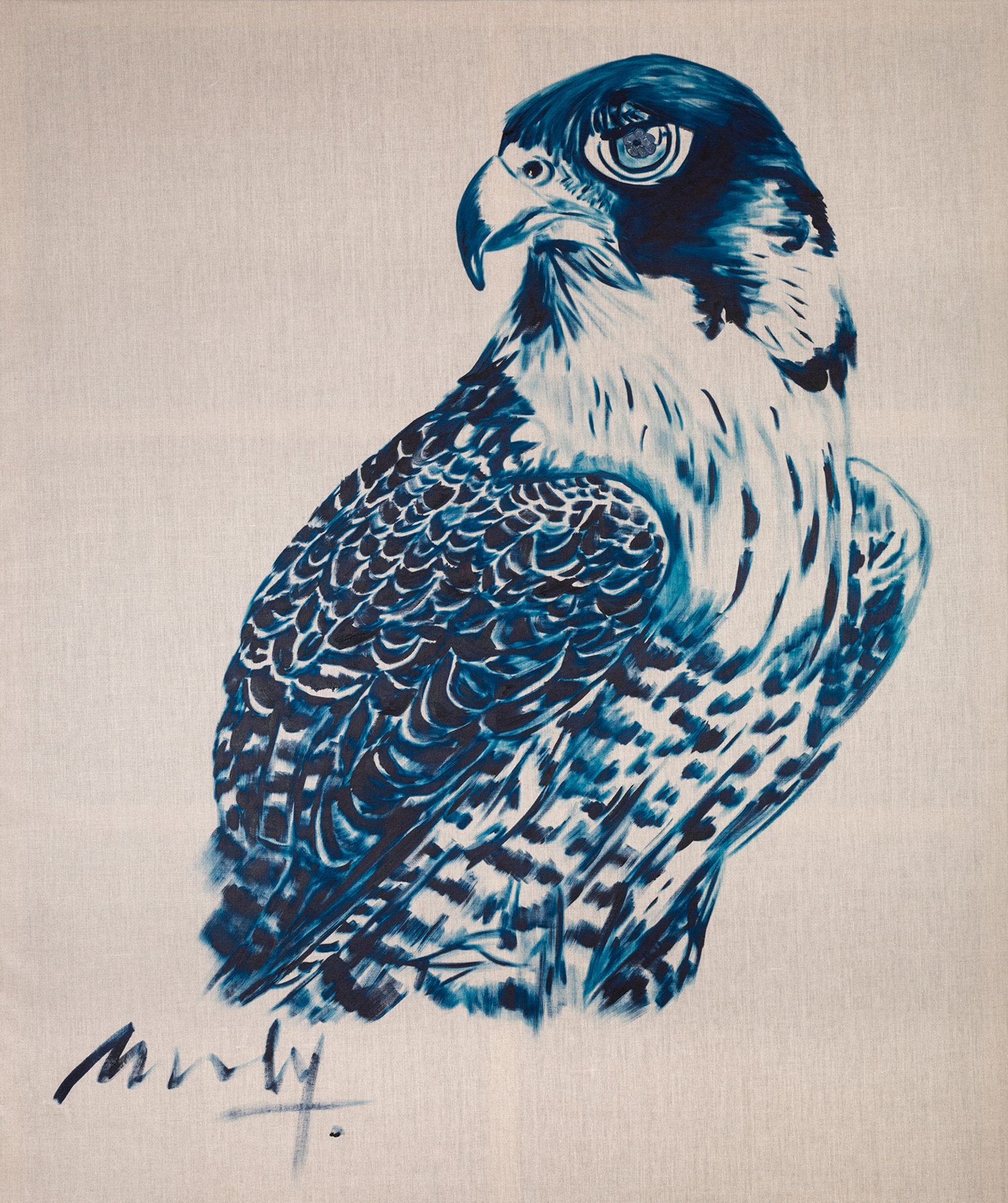 Blue Eyes Falcon Brooch