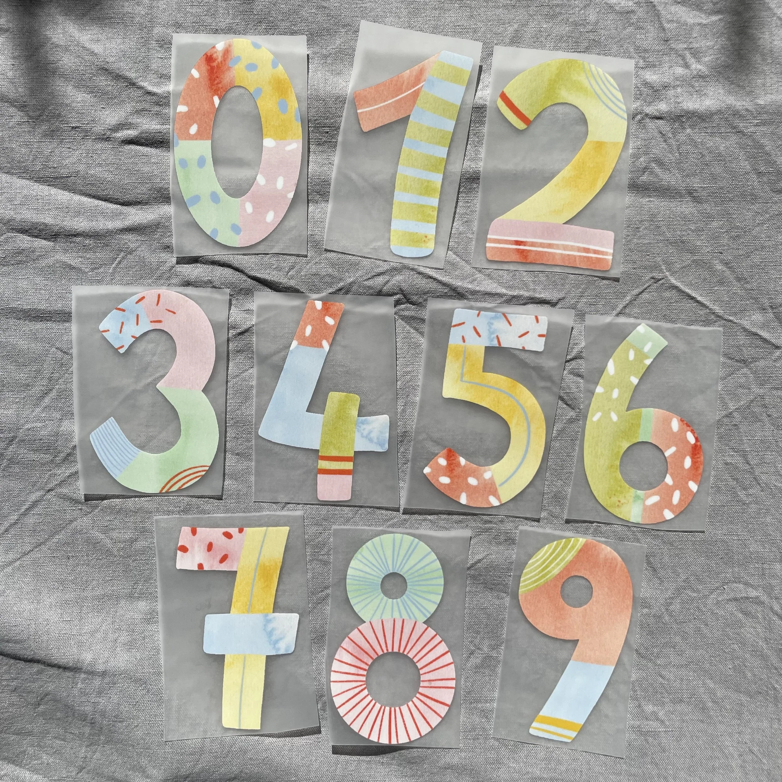 Bügelbild Zahlen - Pastell
