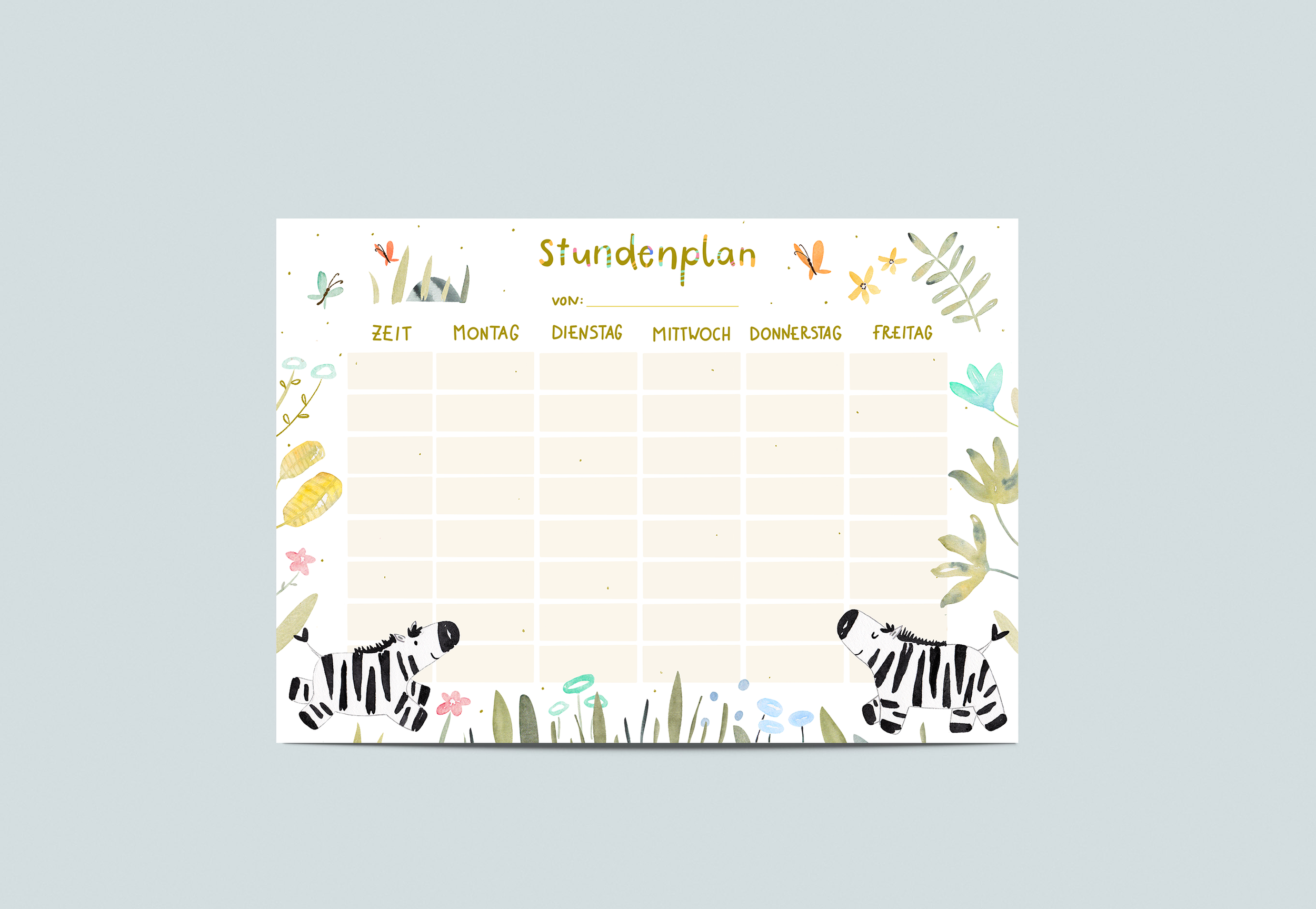 Stundenplan Zebra, DIN A4/DIN A5
