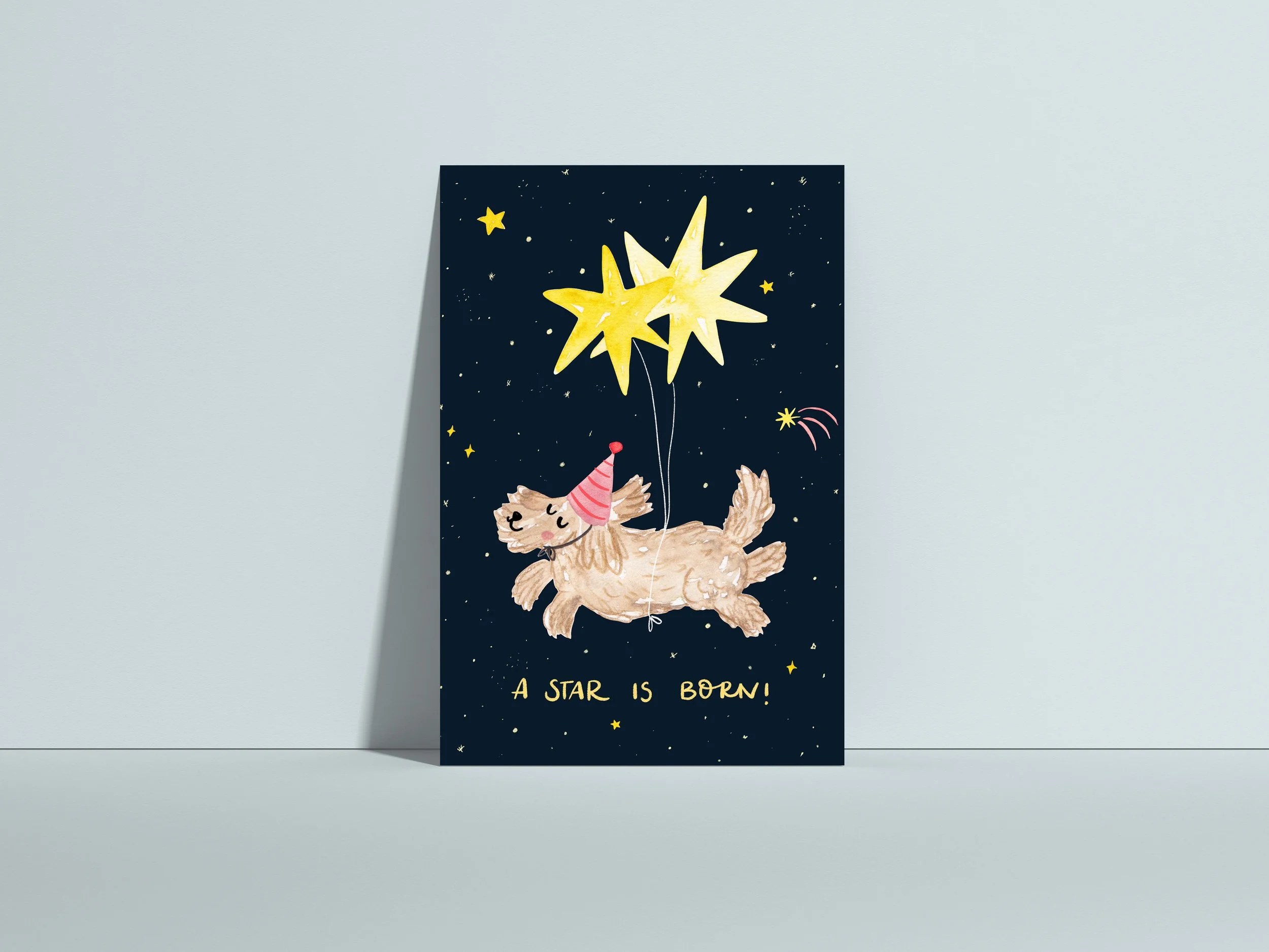 Postkarte zum Geburtstag Hund,  A star is born!