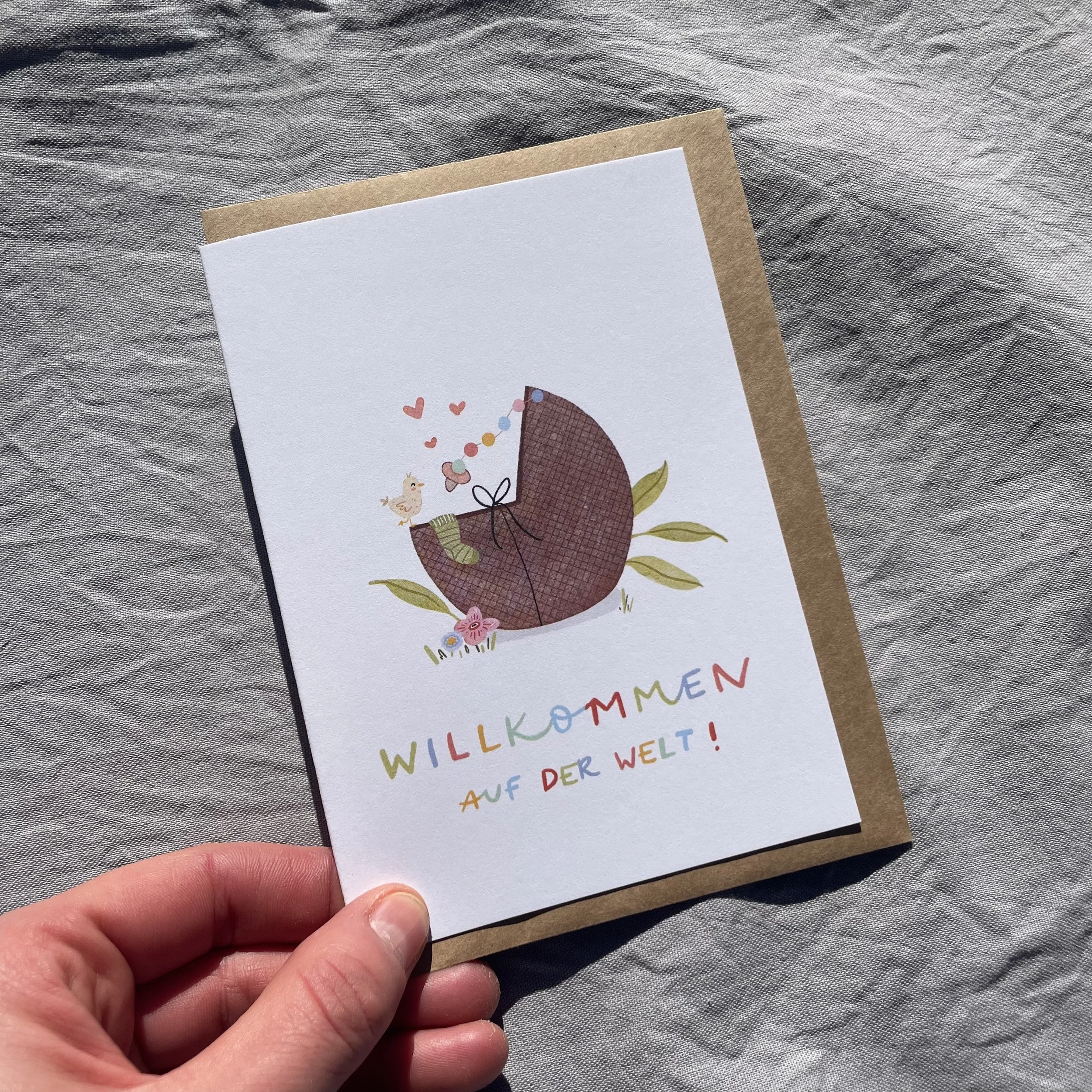 Karte zur Geburt  + Umschlag