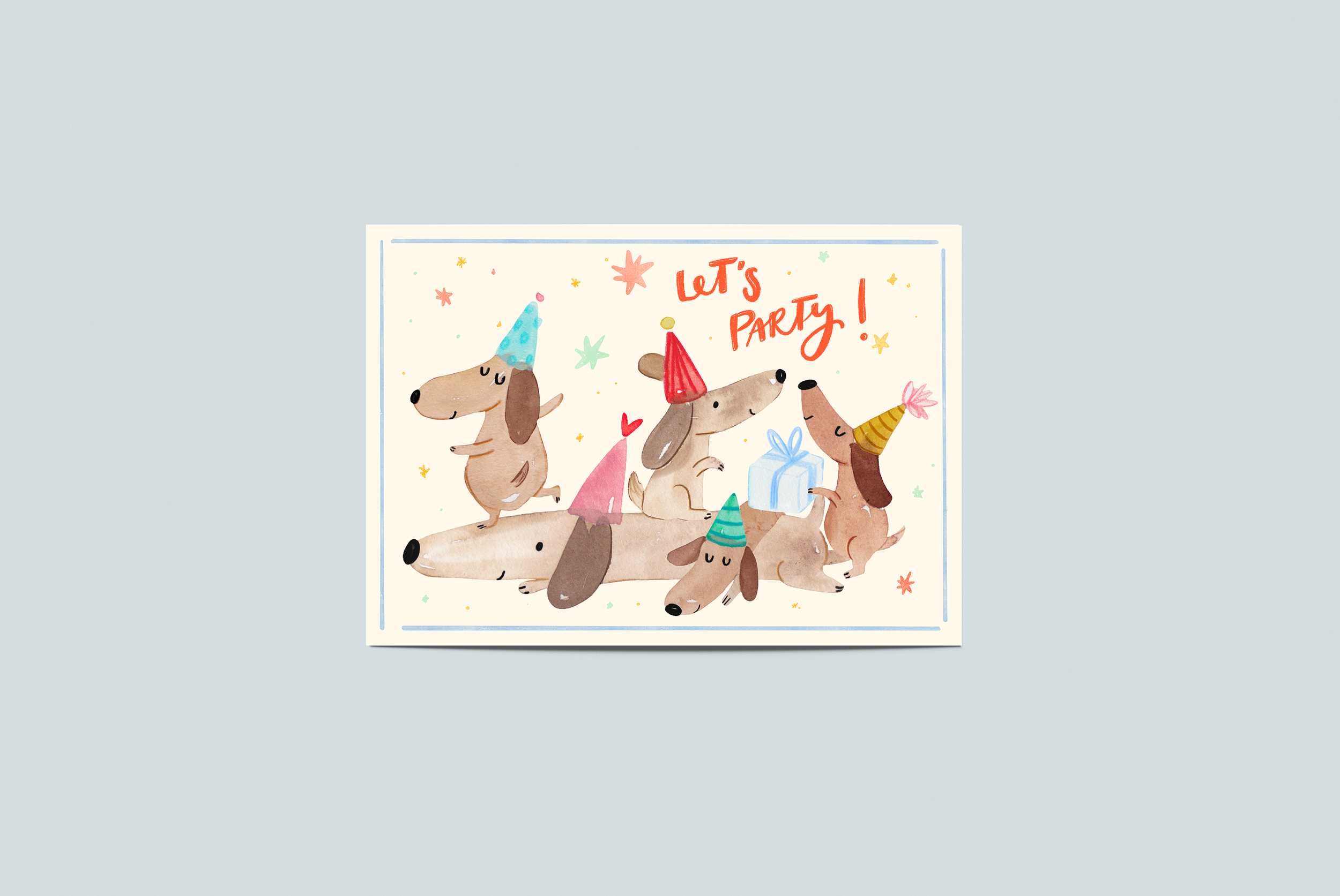 Geburtstagskarte Dackel "Let's Party!"