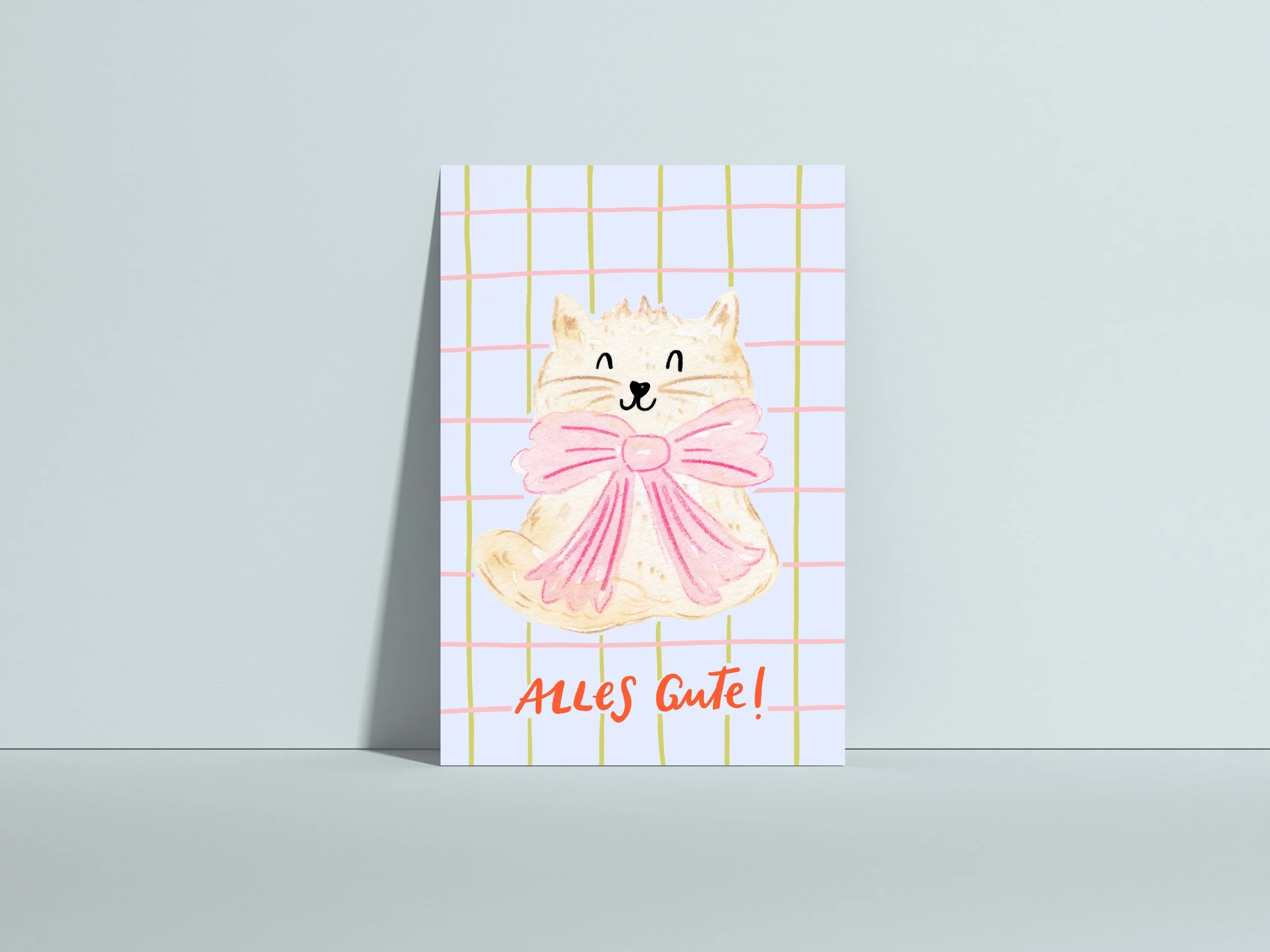 Postkarte zum Geburtstag Katze, Alles Gute, Glückwunschkarte