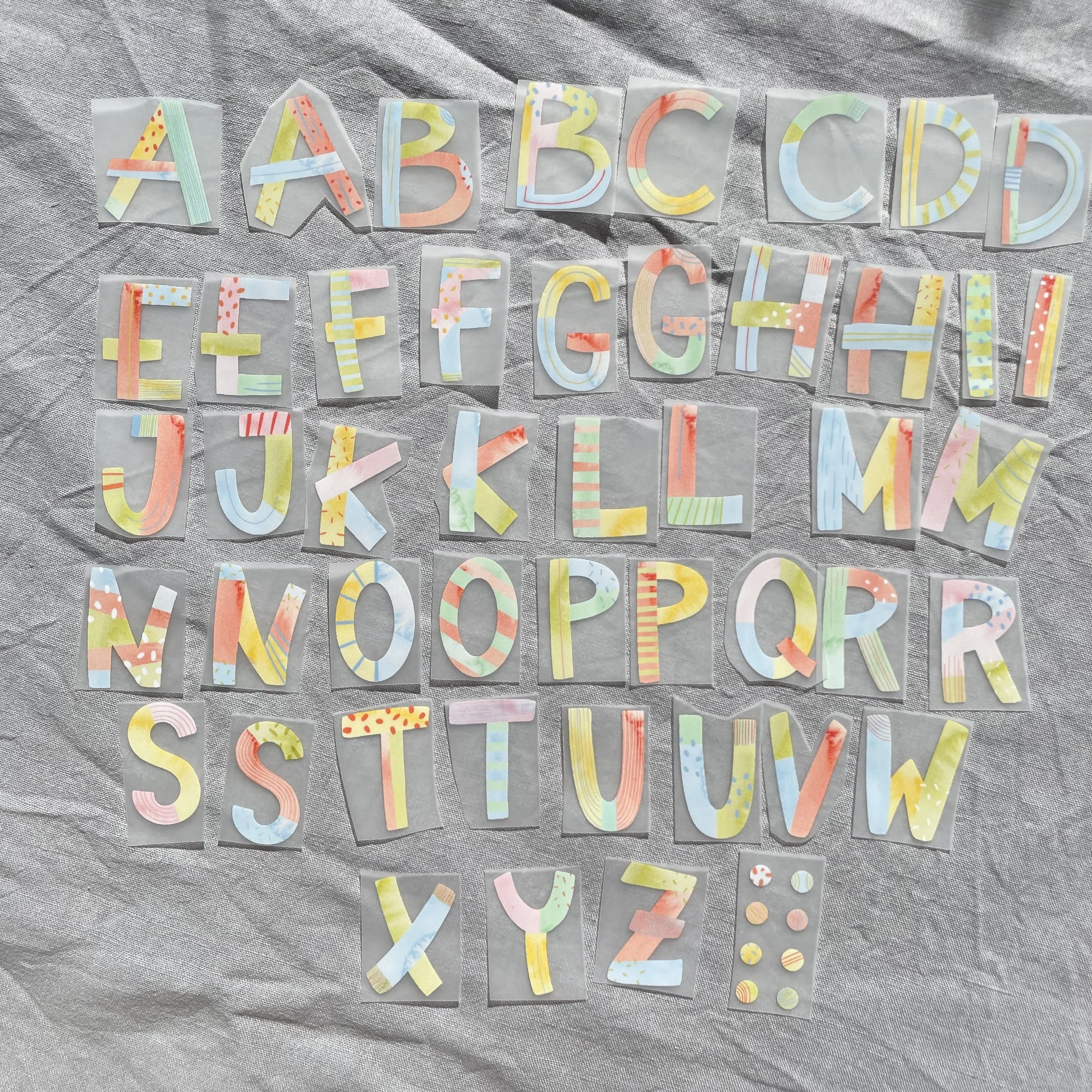 Bügelbild Buchstaben zum Zusammenstellen - Pastell