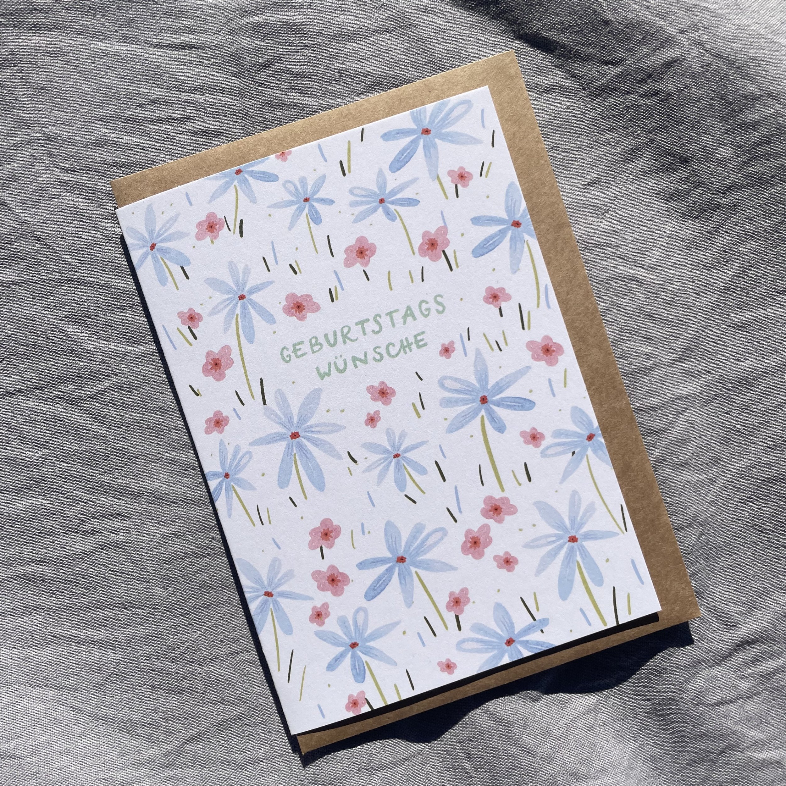 Geburtstagskarte 'Blumenwiese' + Umschlag