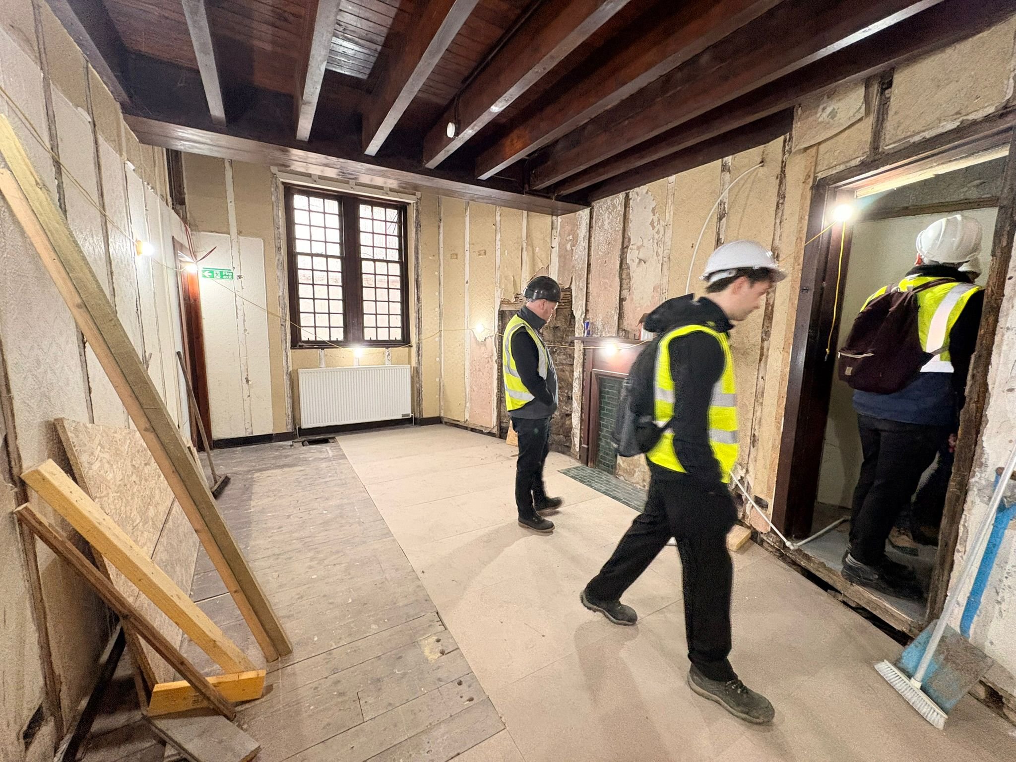 Requiring extensive repairs, the former vestry is being restored and reimagined as offices to support the church’s daily work.