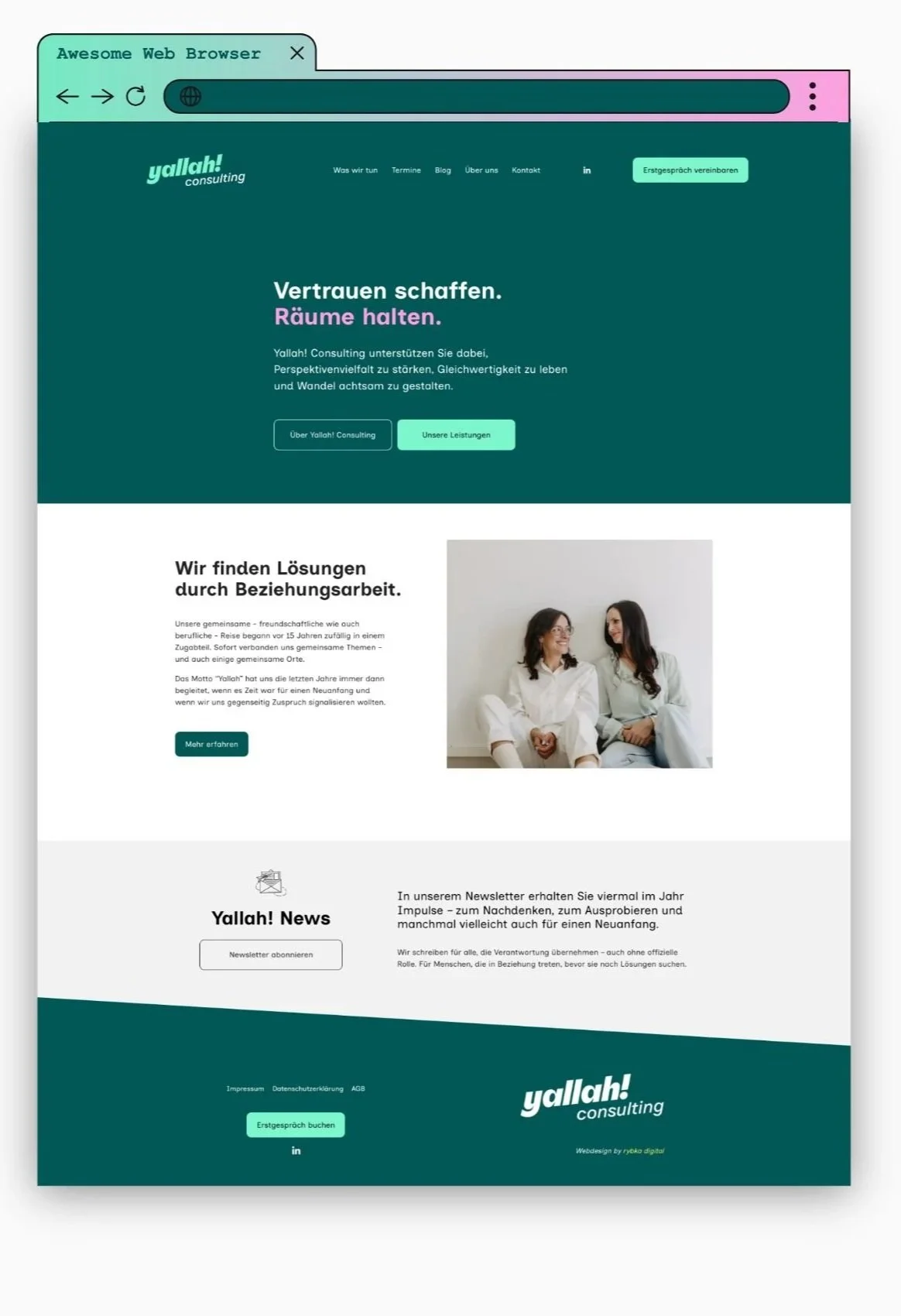 Startseite der fertigen Website mit klarer Struktur und Nutzerführung.