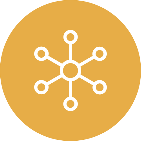 White network icon on orange background