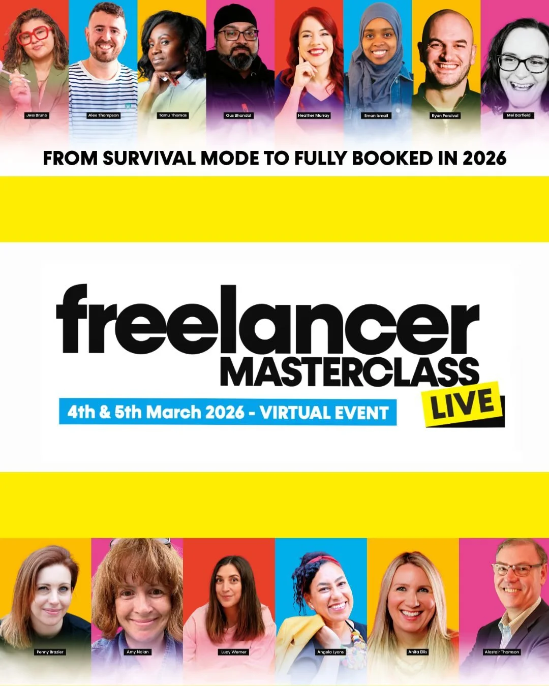 Saturday morning scrolling and thinking about your freelance business?

Have you ever wondered how other freelancers run their businesses?

You should check out and join 'Freelancer Magazine Masterclass Live!'
GO FROM SURVIVAL MODE TO FULLY BOOKED IN