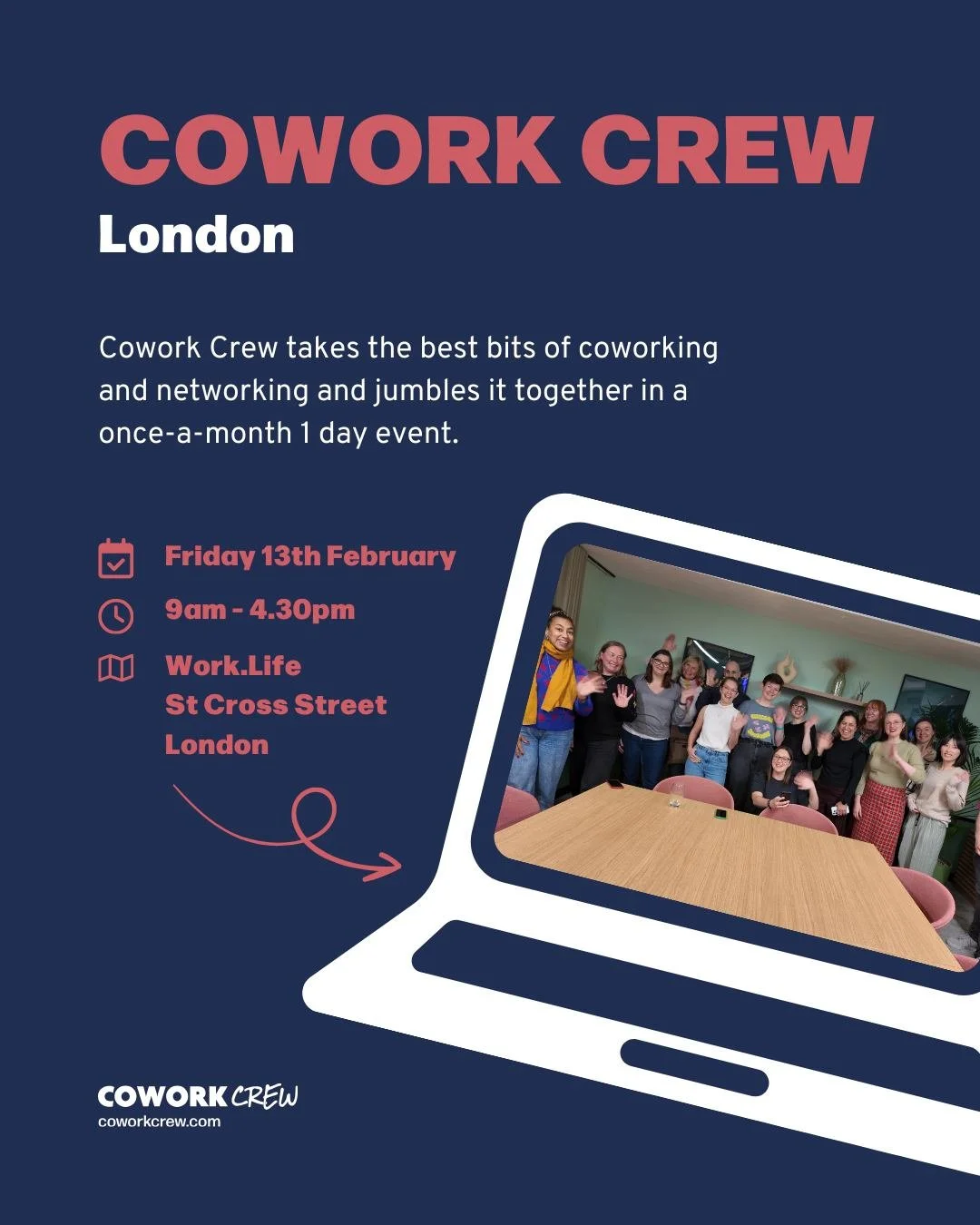 Working solo from home? Missing the buzz of other humans?

Join us at Cowork Crew this Friday 13th February in London.

Cowork Crew take the best bits of coworking and networking &ndash; a once-a-month gathering where you actually get work done AND c