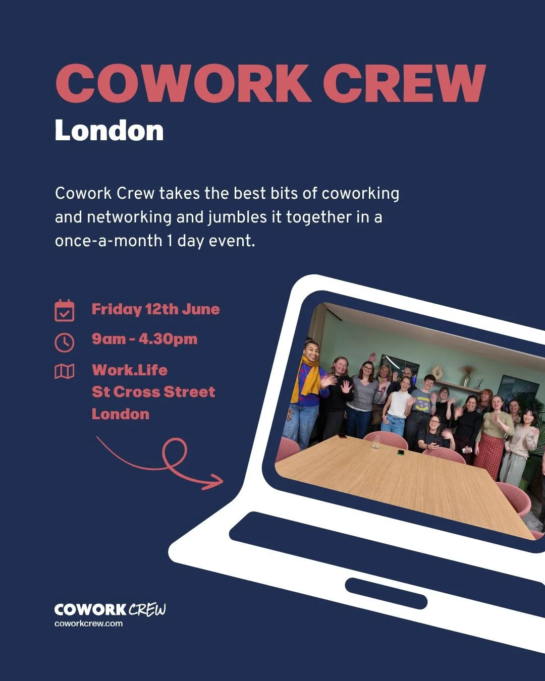 Cowork Crew London is back on Friday 12th June.

Come along if you are a regular and come if you want to meet new people - all welcome.

We work together, say hi and have a lunchtime talk. Our lunch time talk is on Sales &amp; Kindness by Steve Simmo