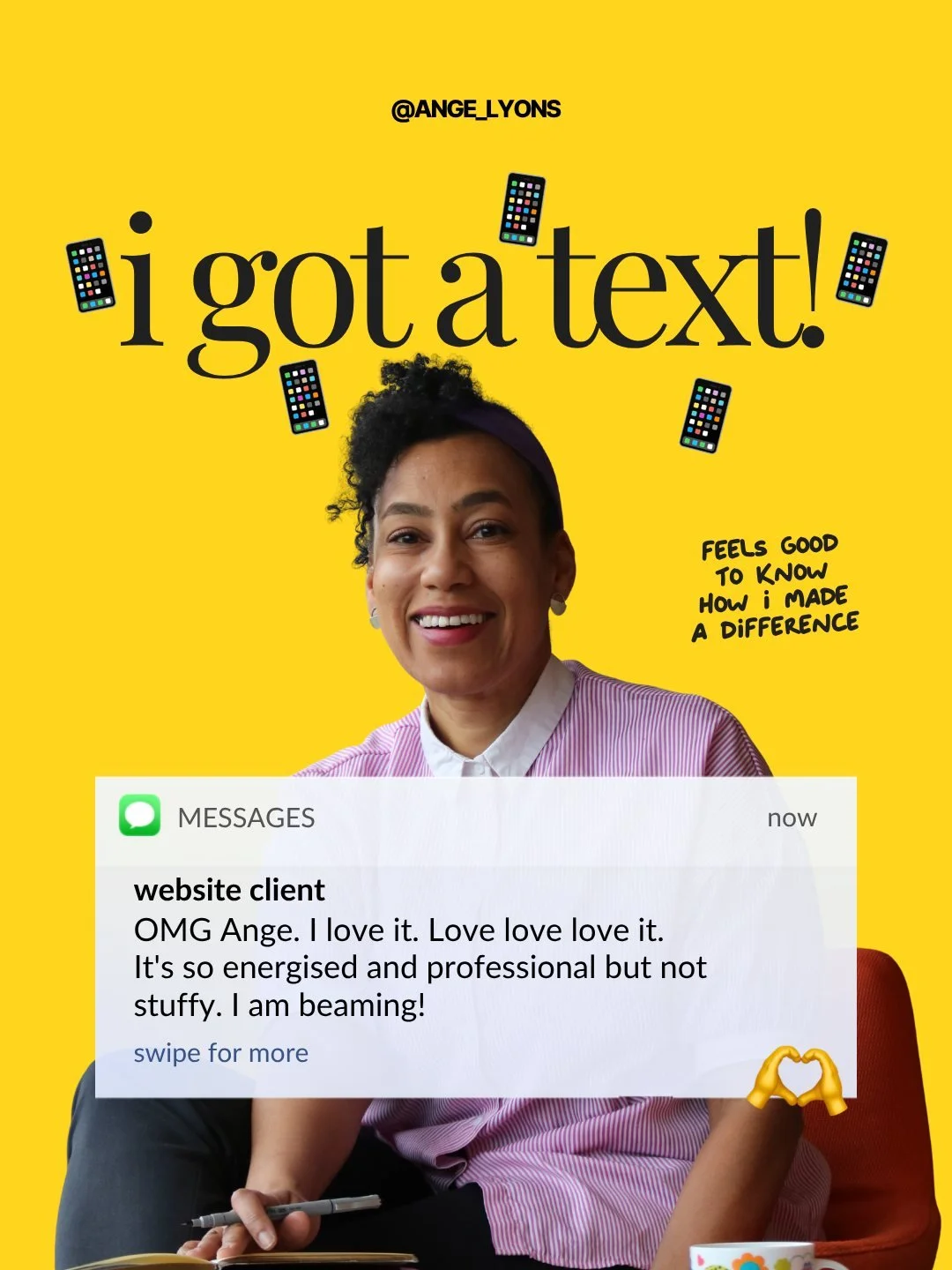 I got a text! 📱

The best part of this job? Getting messages like these.

From big teams to small businesses. From website launches to brand refreshes to creating your project entirely from scratch. These are the moments that remind me why I do this