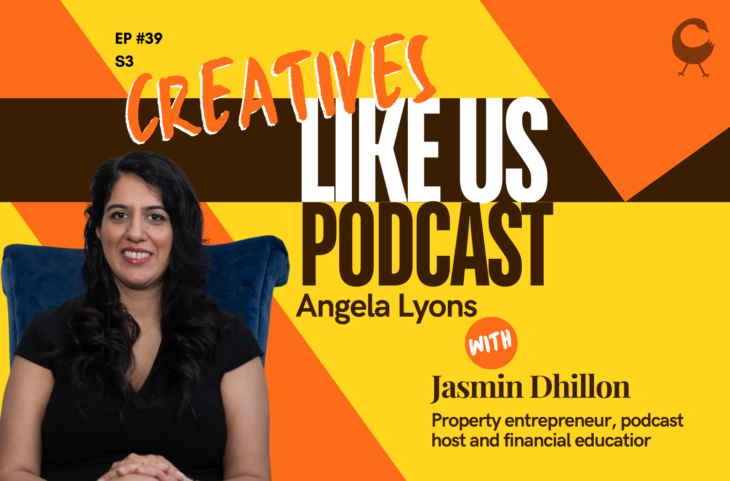 woman smiling text reades creatives like us podcast angela lyons
