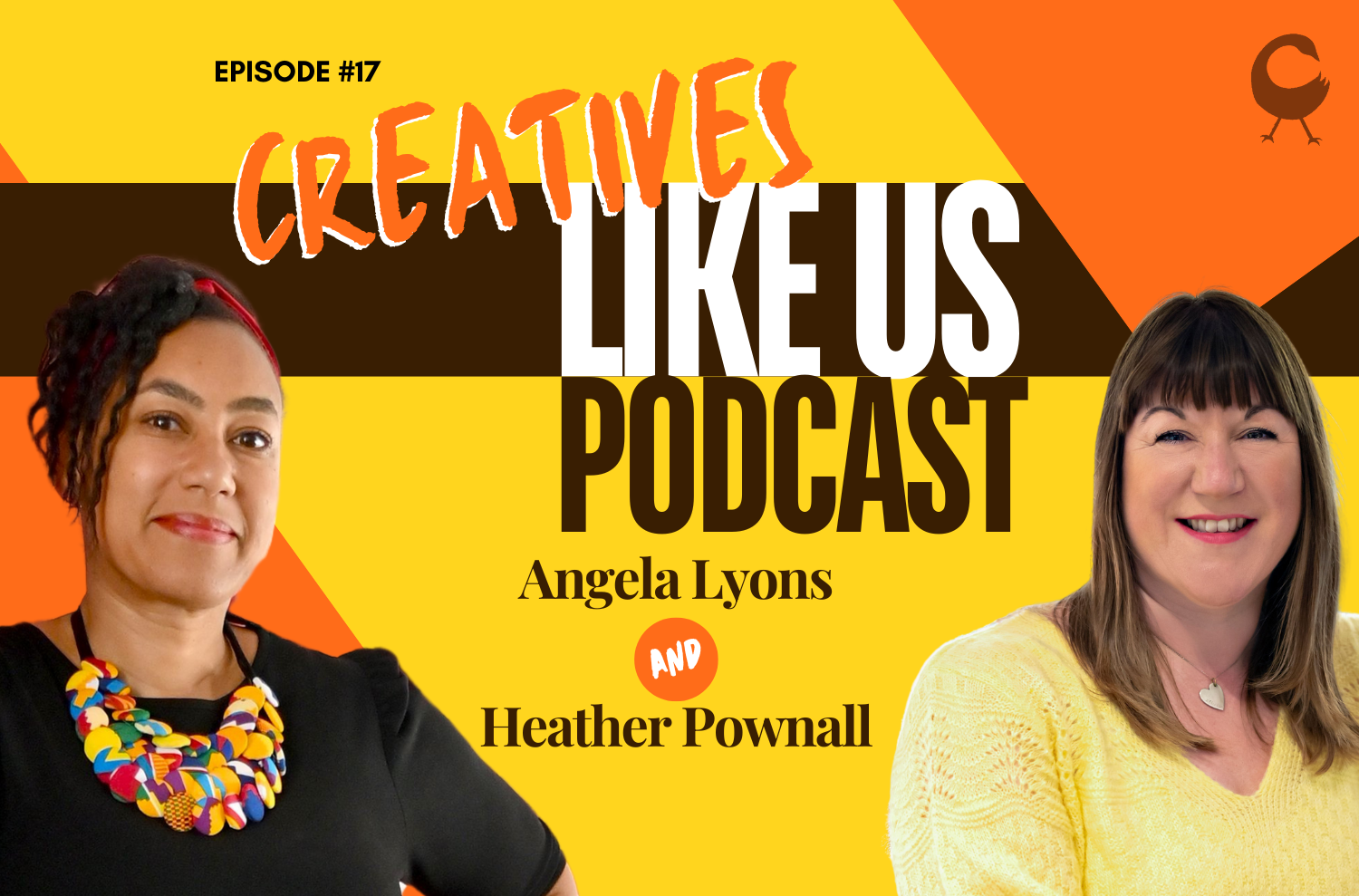 Two women smiling outwards text reads creatives like us Episode 17