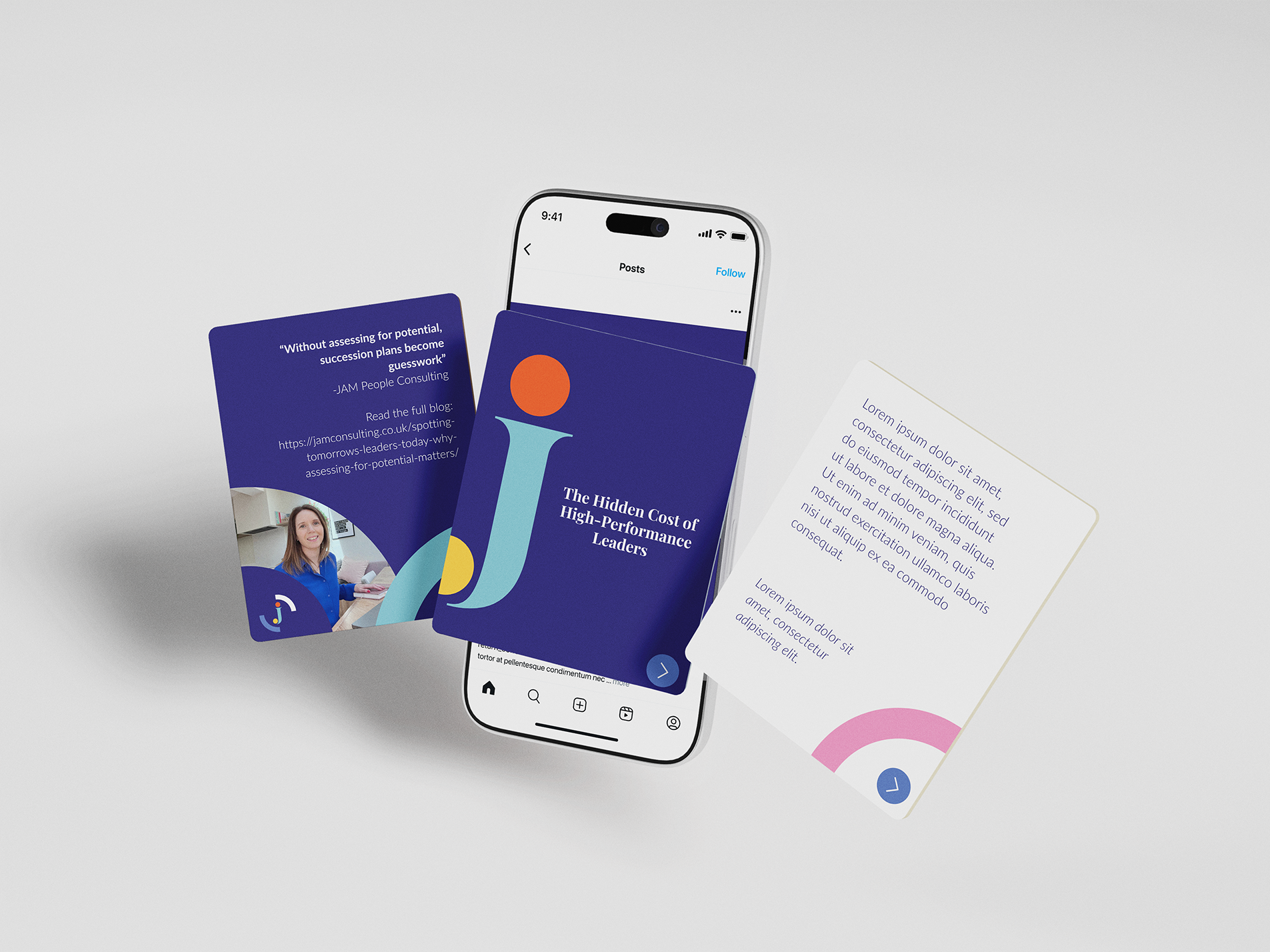 JAM People Consulting logo with stylized text and colorful dots on a white background.
