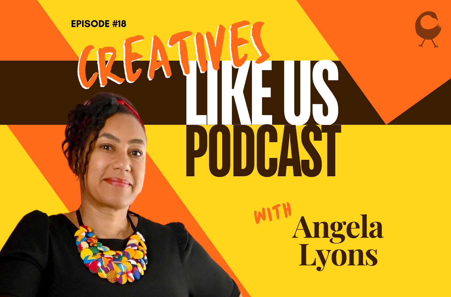 text reads Creatives Like Us Podcast woman smiling at camera