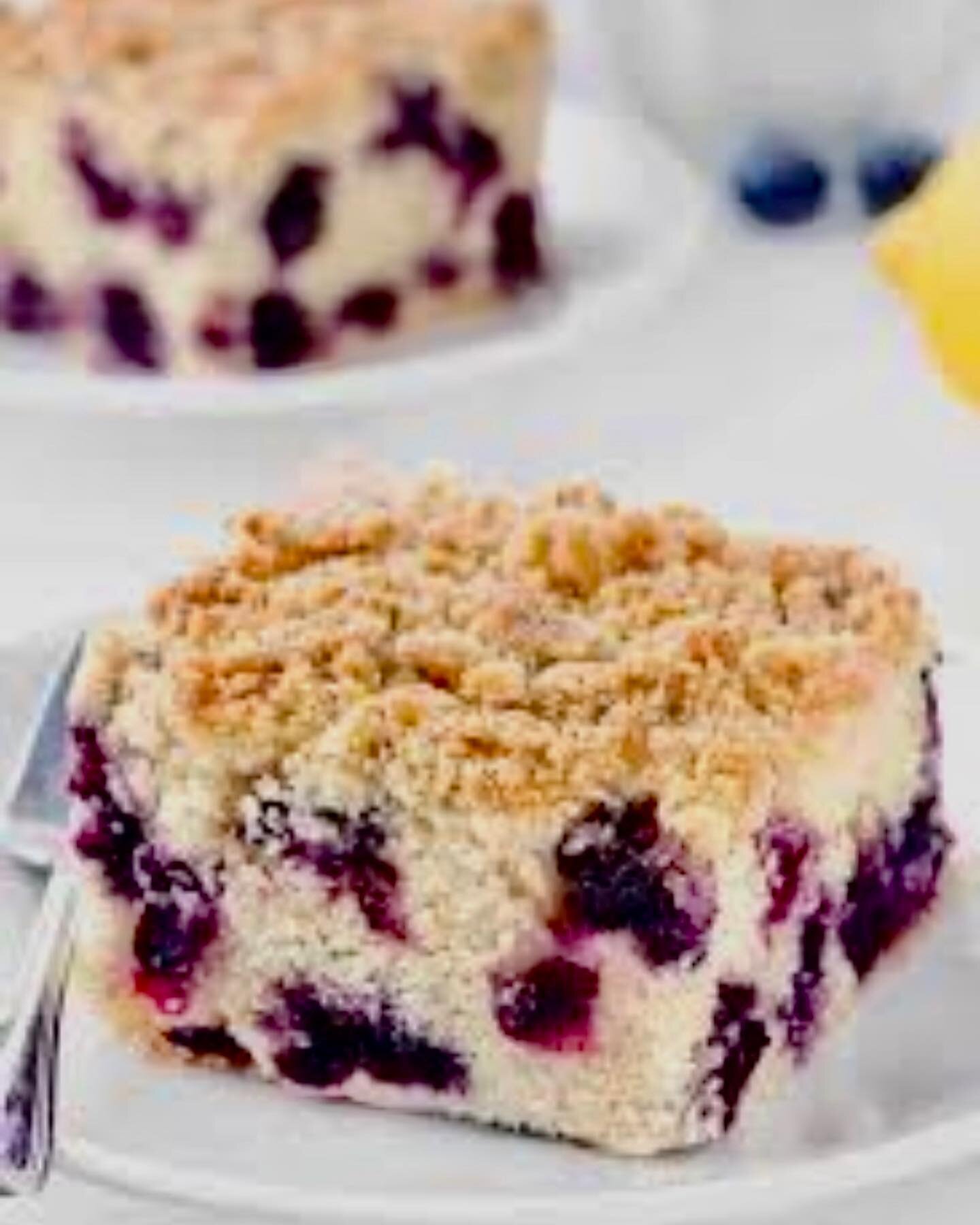 Mademoiselle Blueberry Crumb-cake is the way to start your midweek.  Soup du jour- cream of Potato with bacon and chives. We are open for your convenience till 6pm.