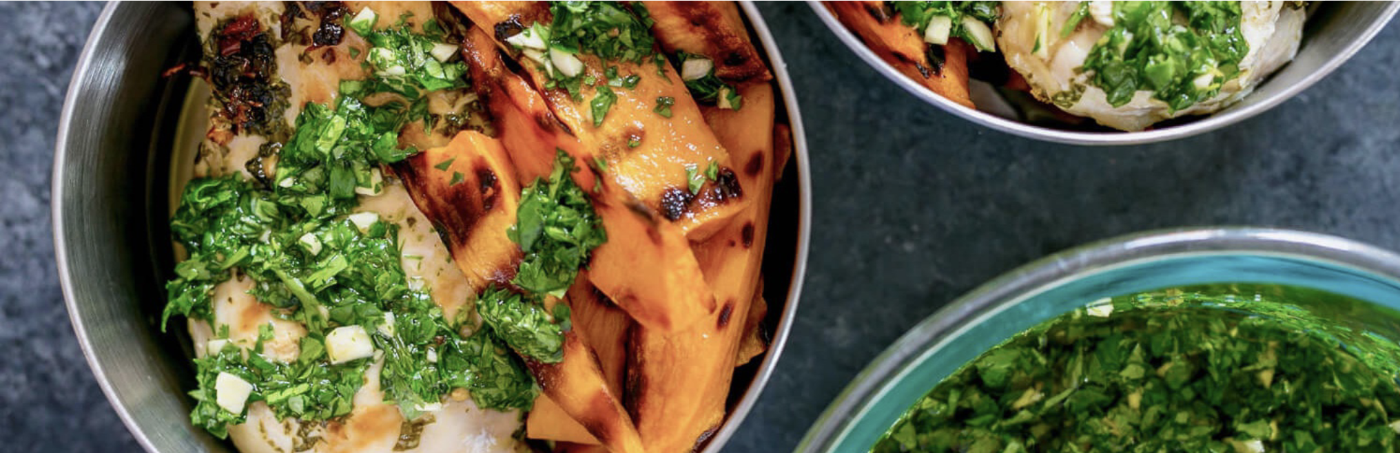 BBQ Chimichurri Chicken &amp; Sweet Potato Wedges