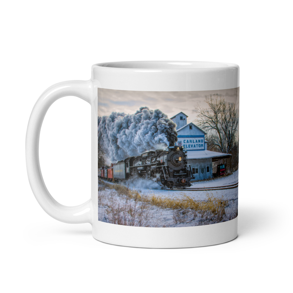 1225 The Pere Marquette - aka The Polar Express! at Carland Elevator - Coffee/Hot Cocoa Mug! (snow)