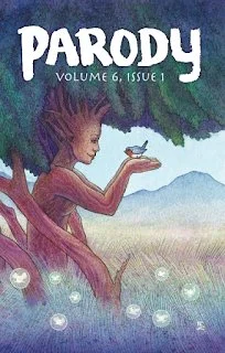 journal cover with water color art of tree with a human face and human arms holding a bird