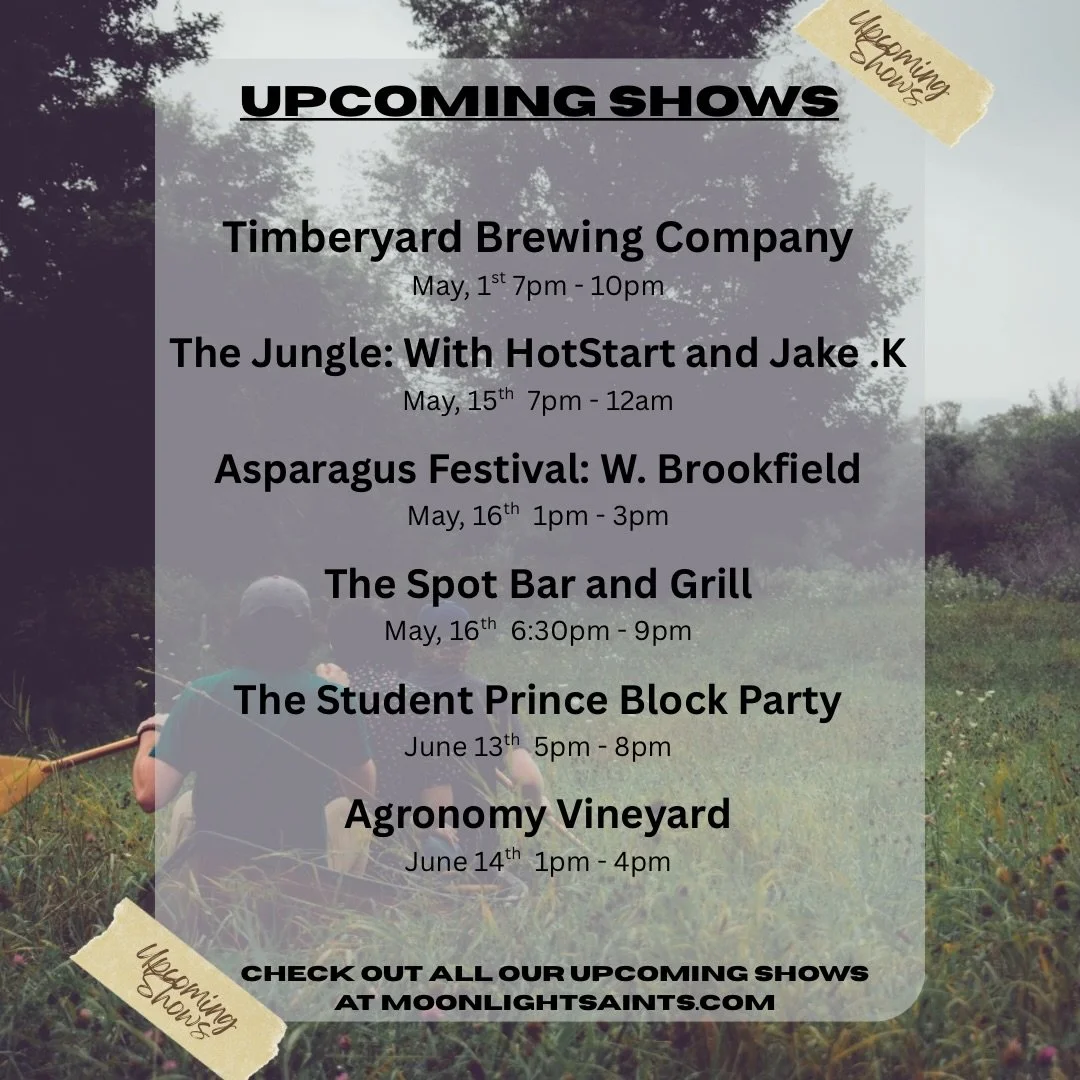 Updated Show Announcement: We have a solid lineup of great shows at awesome venues coming up these next couple months! Make sure to pick a date or a few and come on out and jam with us!!