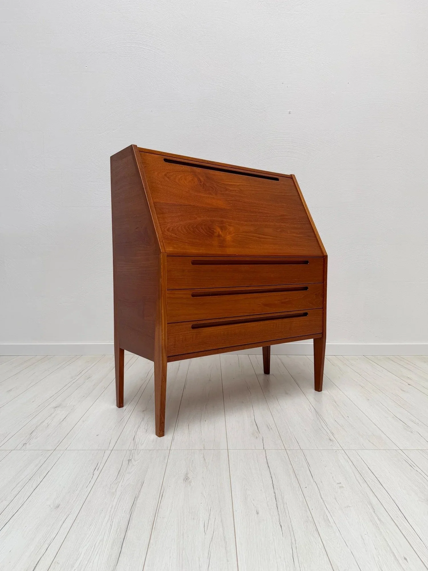 Teak Secretary Desk by Kai Kristiansen for T&oslash;rring M&oslash;belfabrik, 1960s

A home office that closes up at the end of the day &ndash; Kai Kristiansen&rsquo;s secretary combines a fold-down writing surface with generous storage in a compact 