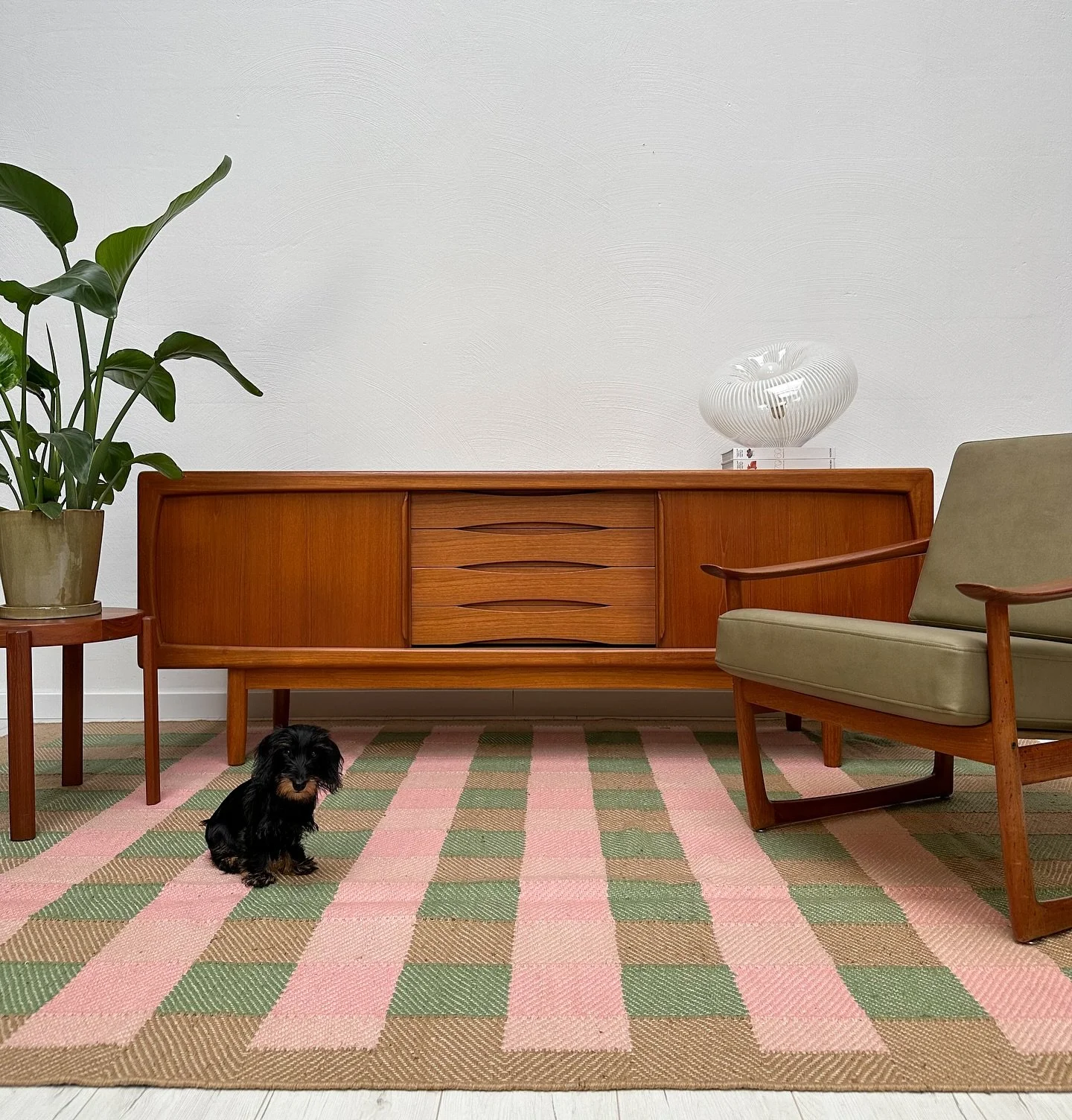 Stunning 1960s Danish teak sideboard by H.P. Hansen &ndash; and stealing the spotlight, our little star Fine 🌟 Swipe left to catch her in action 🐶 

For more details send us a DM or visit our website.

#vintage #vintagefurniture #furniture #midcent