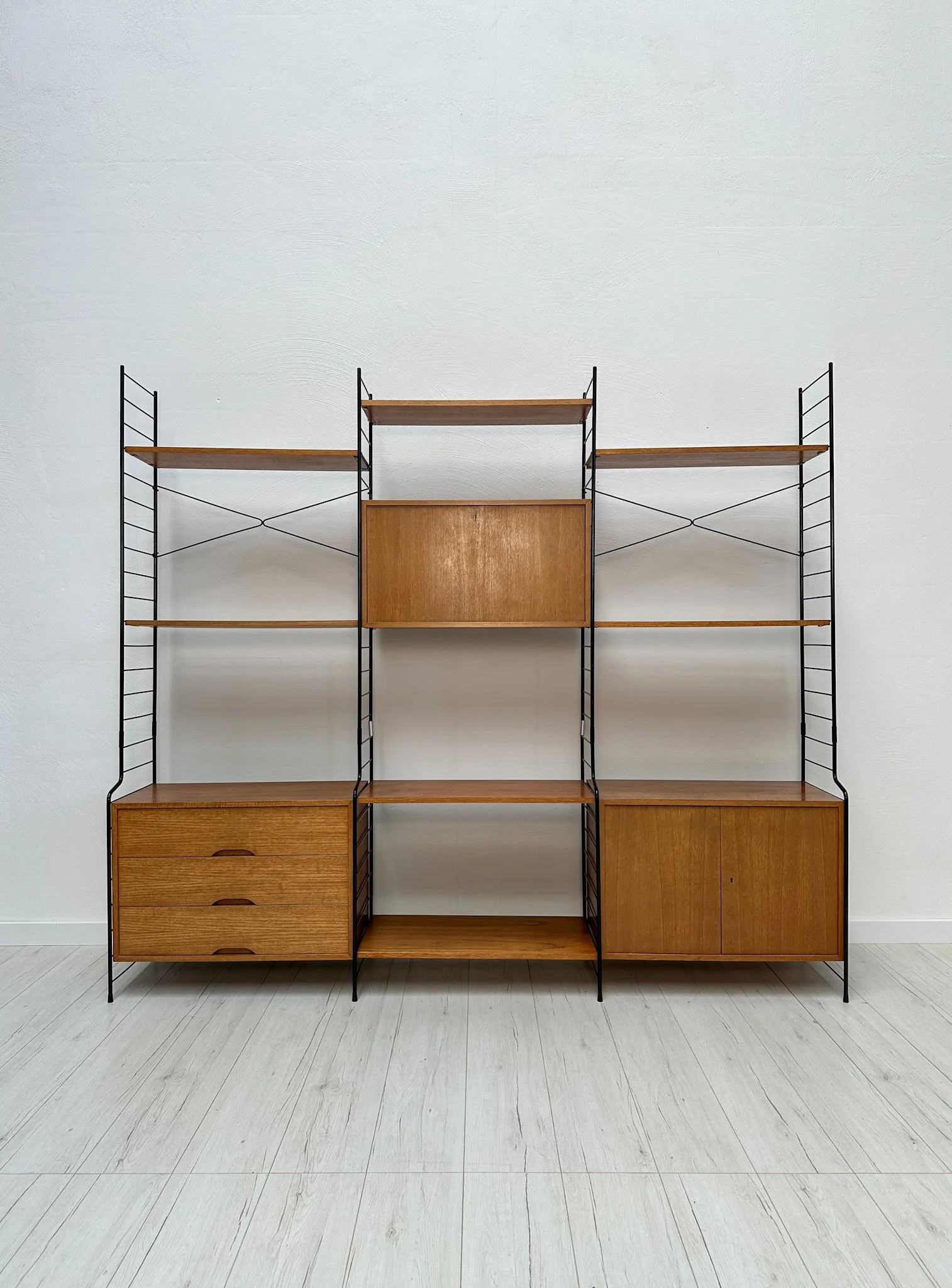 1960s Vintage Freestanding Walnut Shelving System by WHB