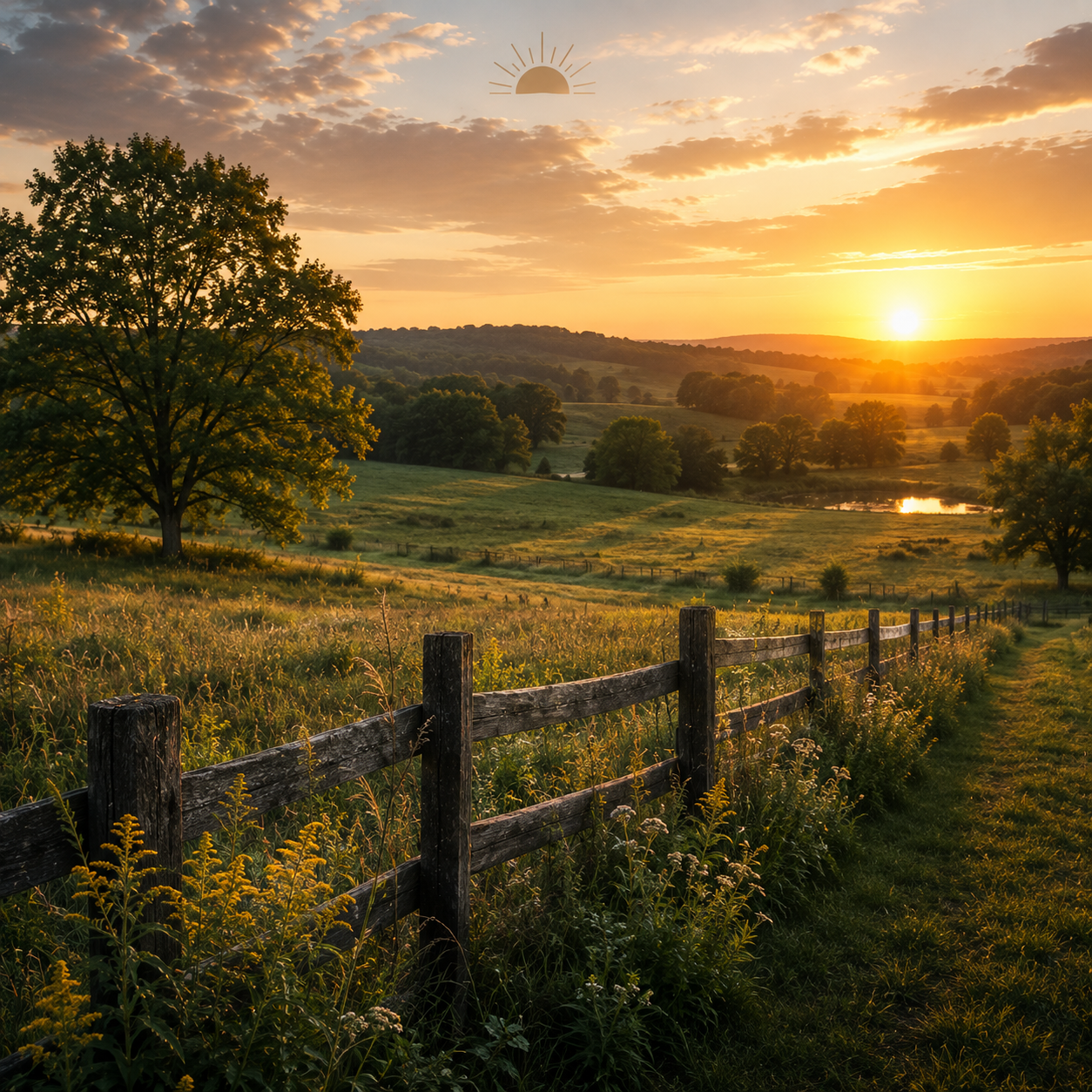 Rolling countryside with fields, woodlands, and open space introducing the Land section of Today's Homesteading, featuring land stewardship, property selection, rural living, conservation, and sustainable land management.