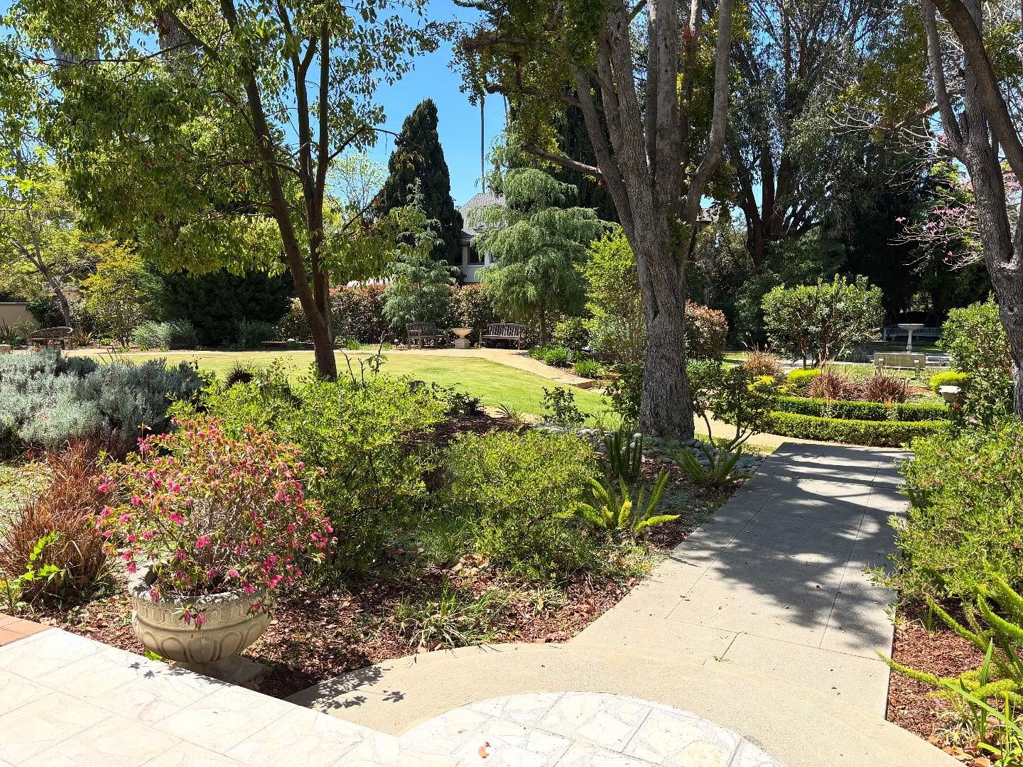 Happy Easter! View from outside the Dome at Meherabode looking toward the lawn. ❤️🙏🏼