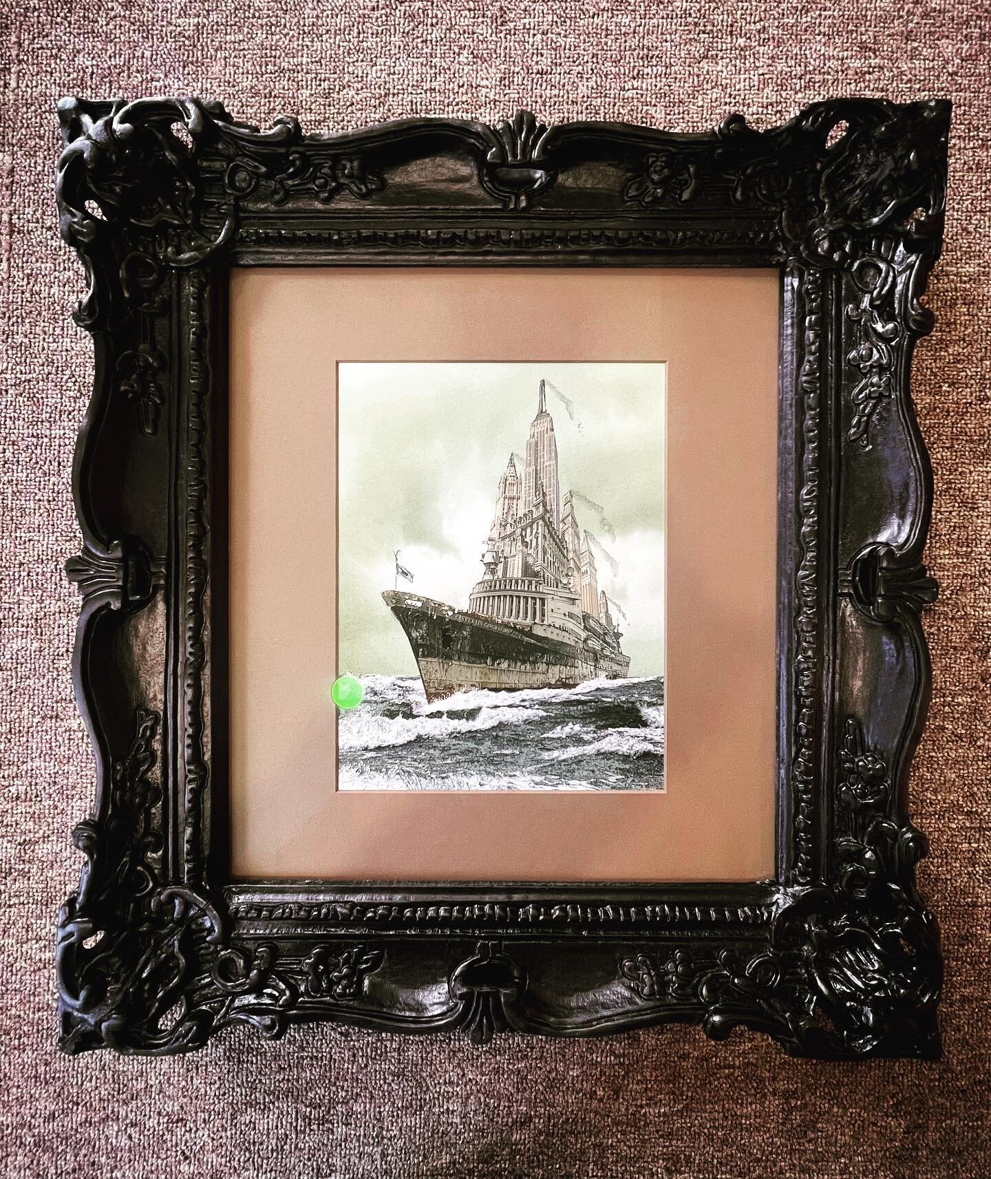 Dark and stormy theme for this gorgeous print with a custom vintage finished corners frame painted black , and a full core mat and @artglass_by_groglass for a super clear cladding .