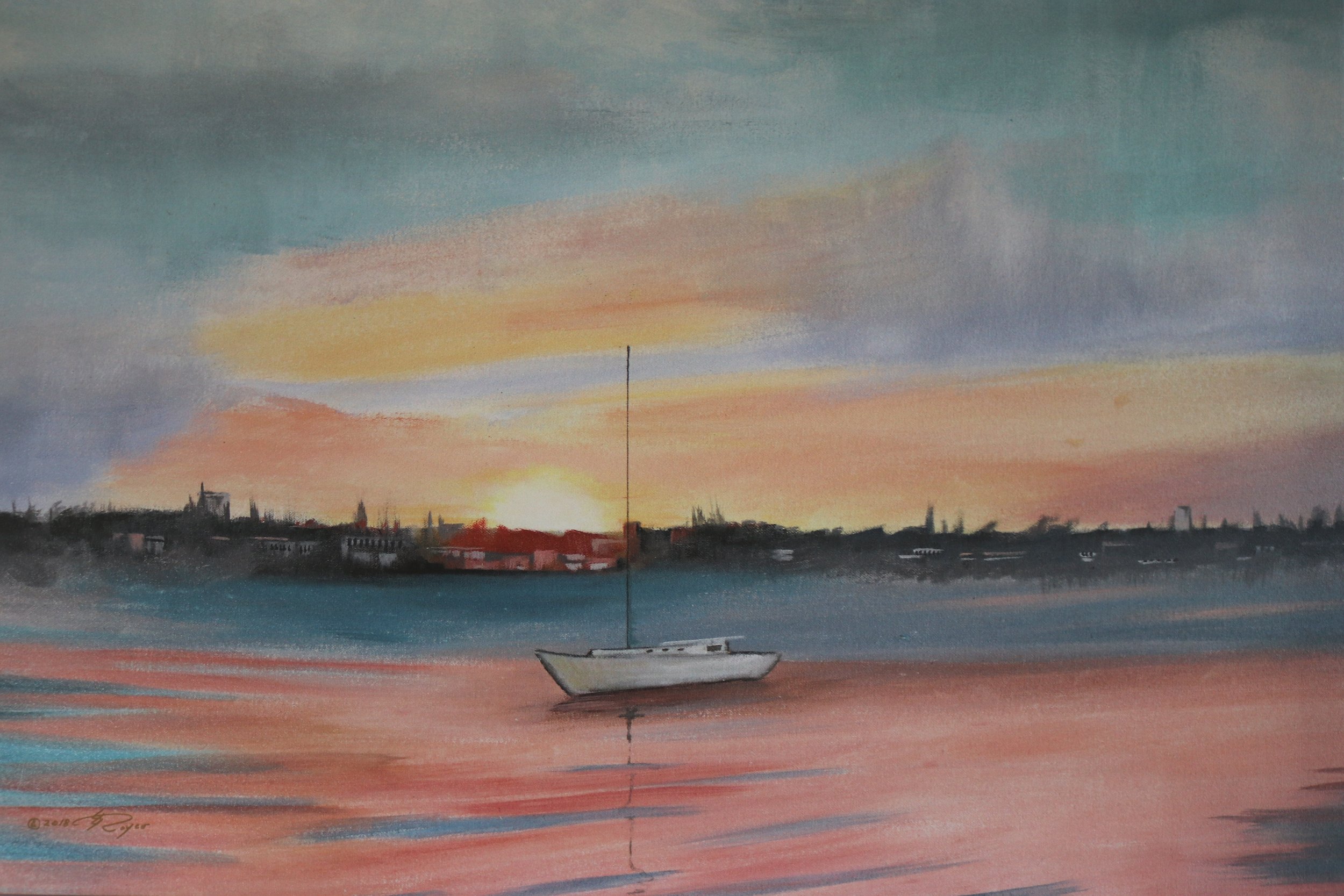 wrapped canvas print- large-sunset on the harbor -front.JPG