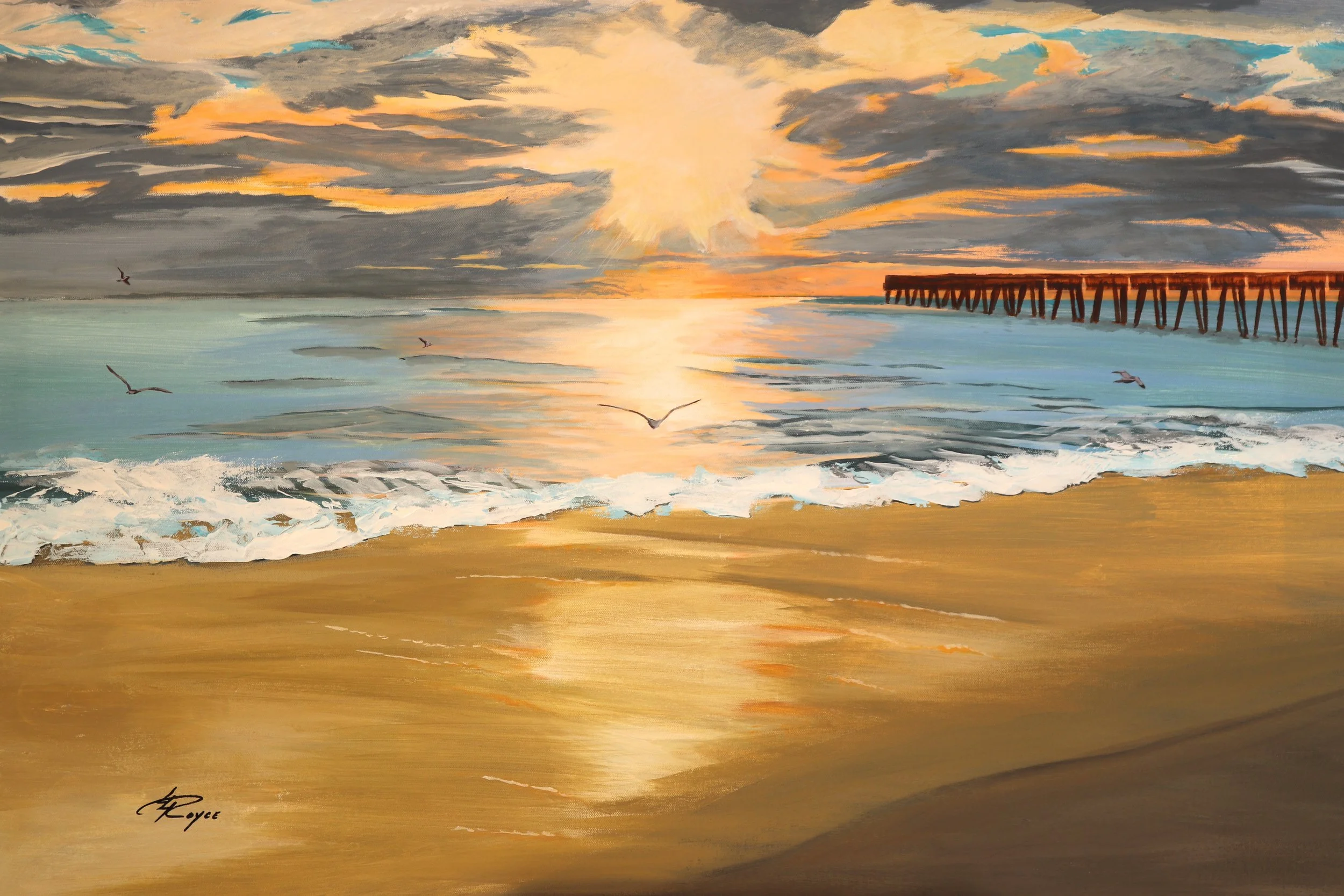 "Sunrise Shimmering Over Lake Worth Beach"  SOLD