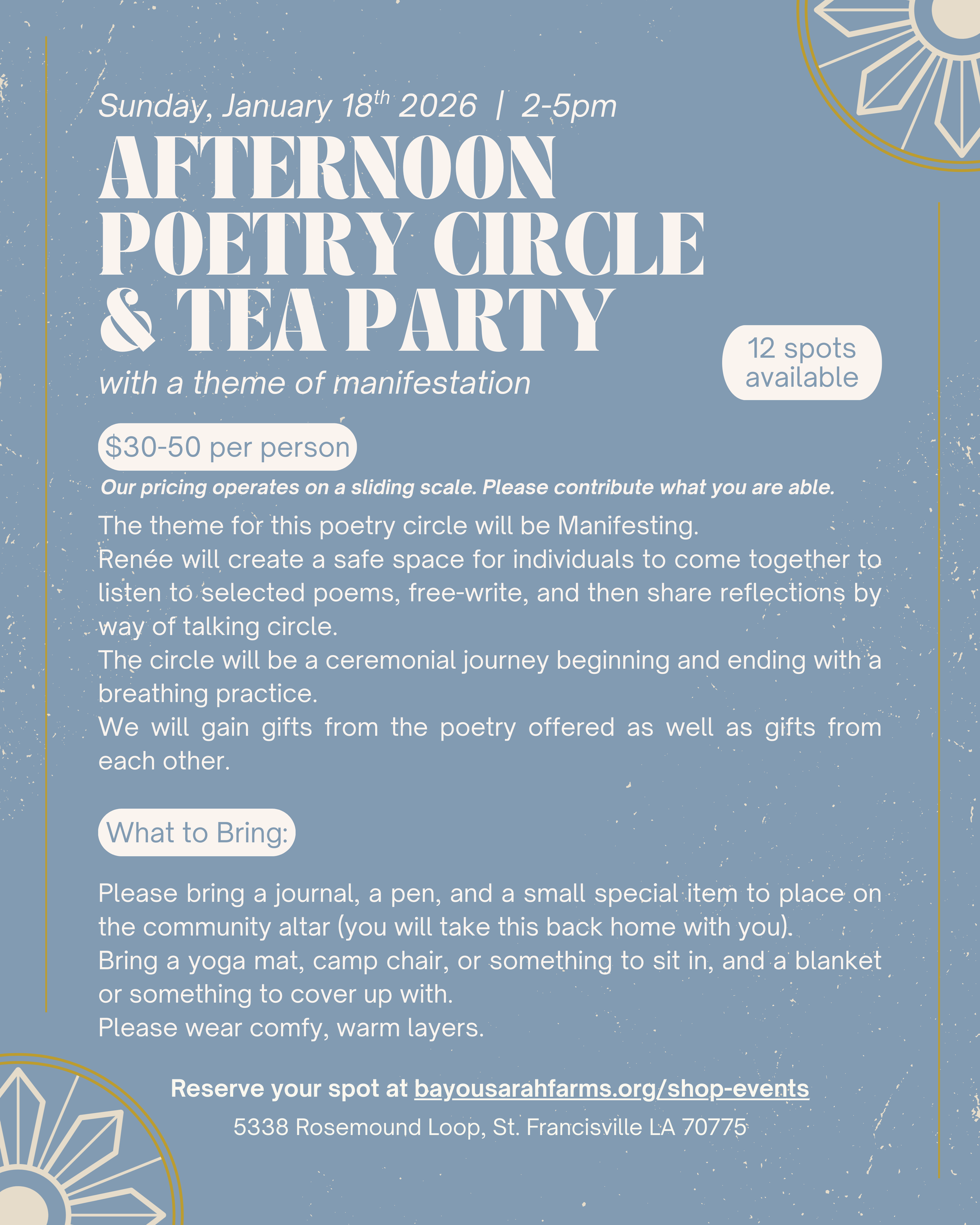 Afternoon Poetry Circle & Tea Party