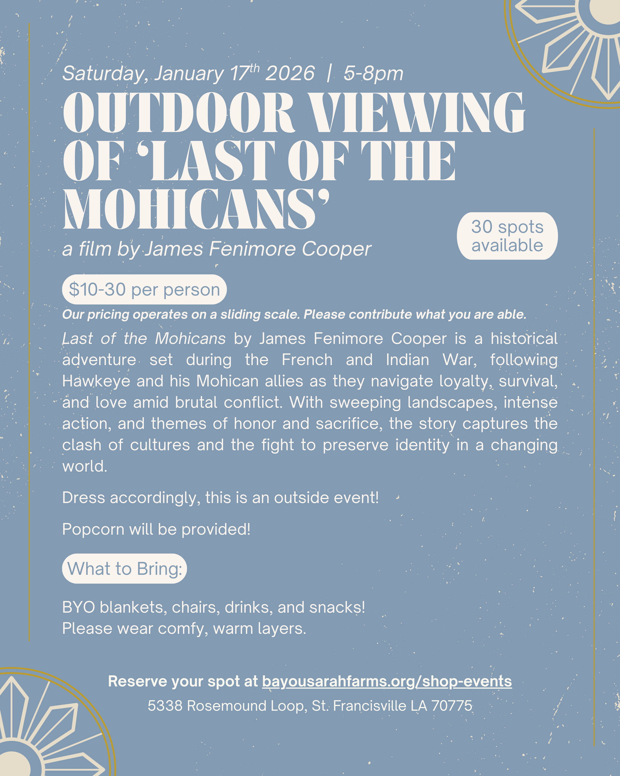 Outdoor Viewing of 'Last of the Mohicans'