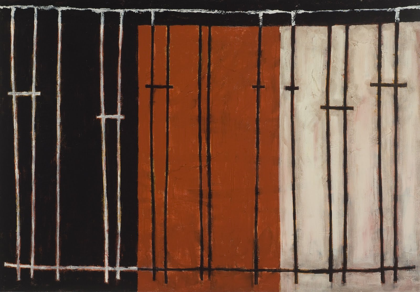Husband and Wife - Triptych (acrylic, collage on canvas) 60" x 120" - 1993