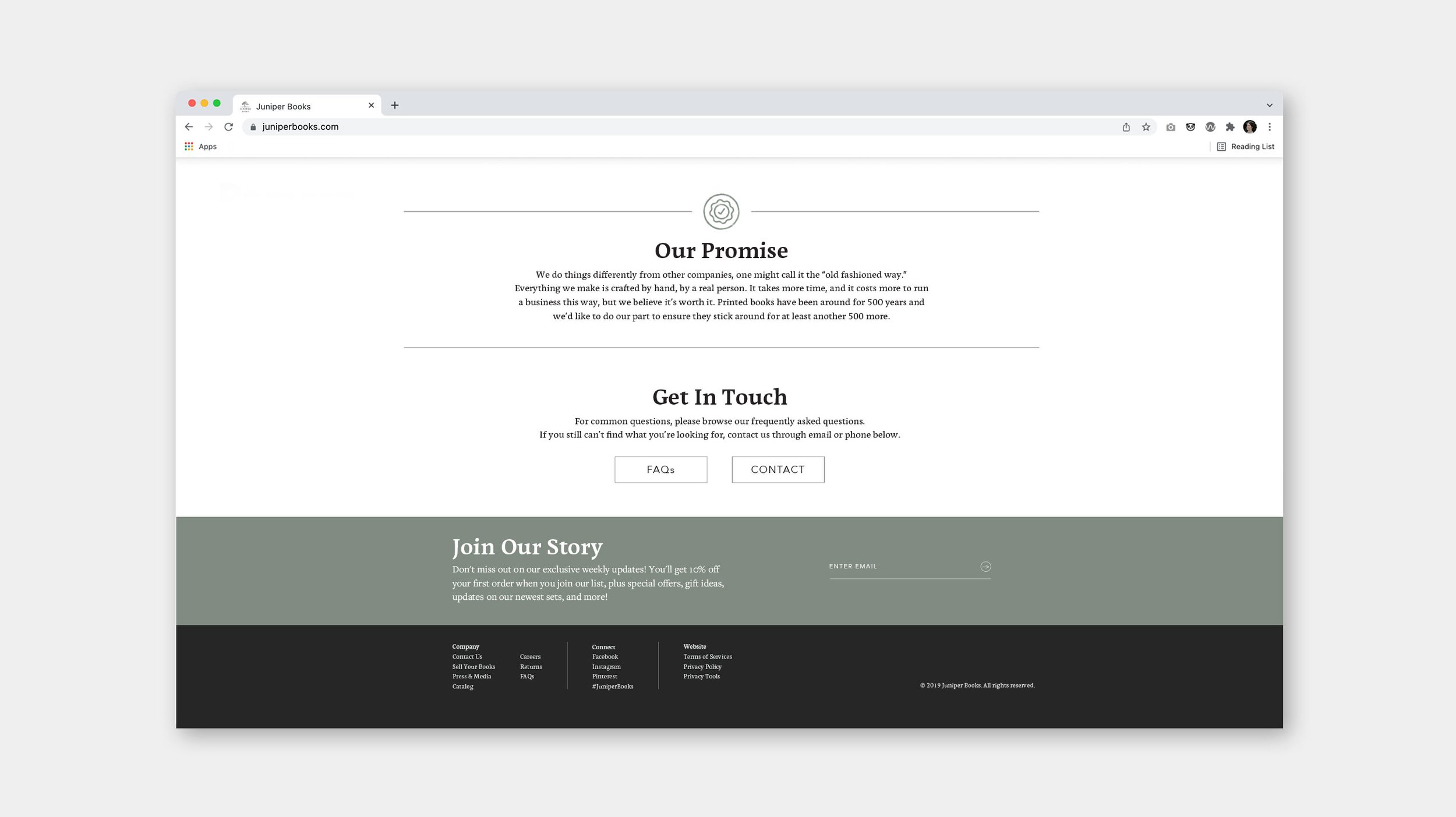 Juniper Books Website: Our Story (BTF)