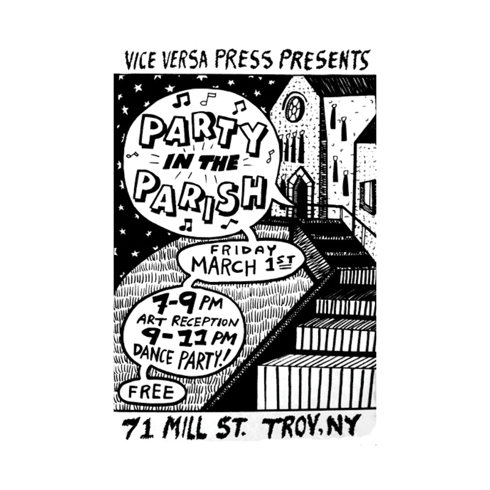 Party in the Parish event design graphic flier Julia Arredondo Troy NY