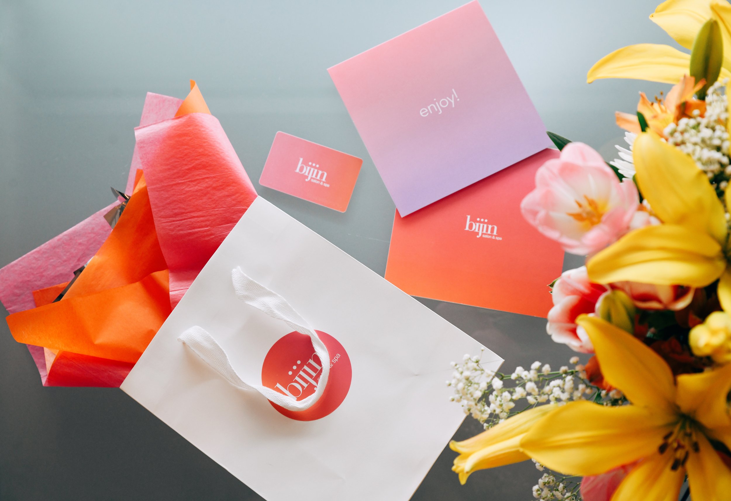 A bijin gift card is an invitation to rejuvenate and relax in our creative salon, vibrant studio, or serene spa in Prairie Village. The perfect gift for any occasion.