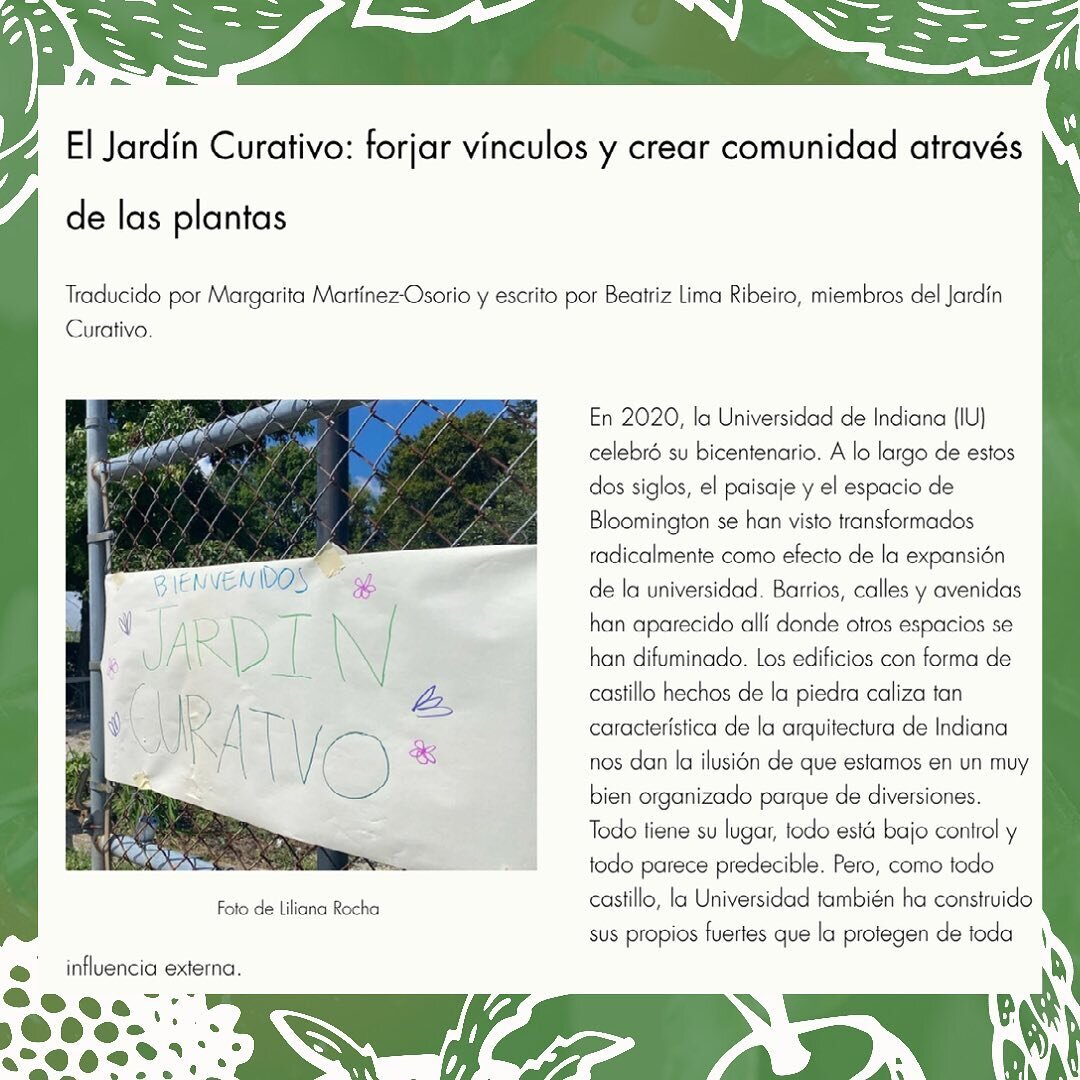 A few weeks ago, we presented to you Beatriz&rsquo;s blog about the Latinx Outreach program. This blog has now been translated into Spanish by Margarita. Link in bio!

Both Beatriz and Margarita are members of the Healing Garden. 🙌 Thank you both fo