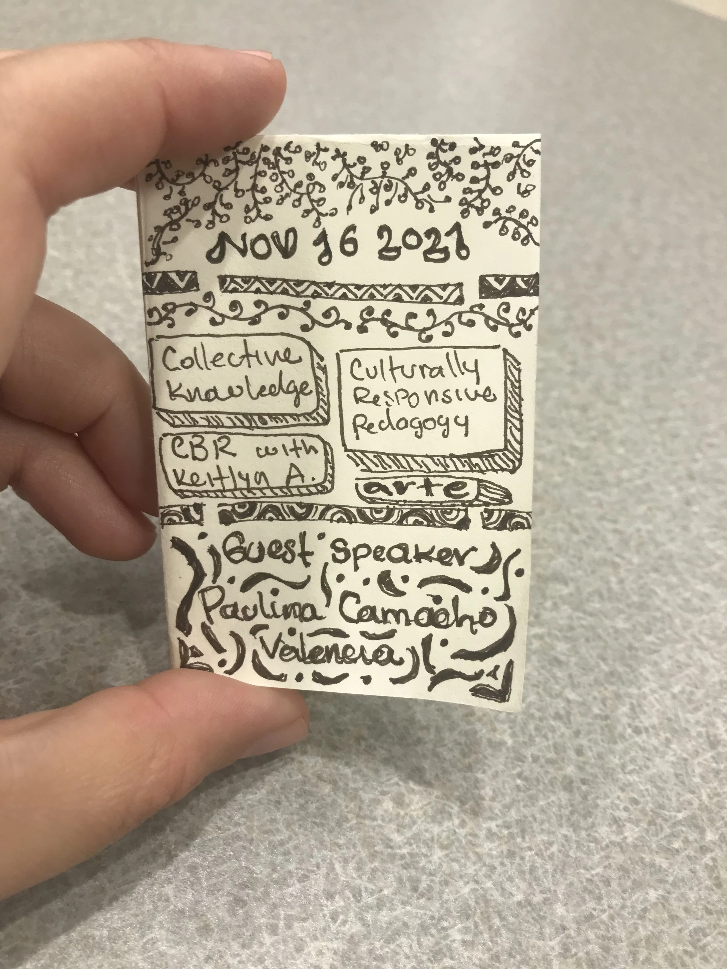 Guest lecture Paulina Camacho led us in a mini-zine making activity as a way to explore individual story-making 
