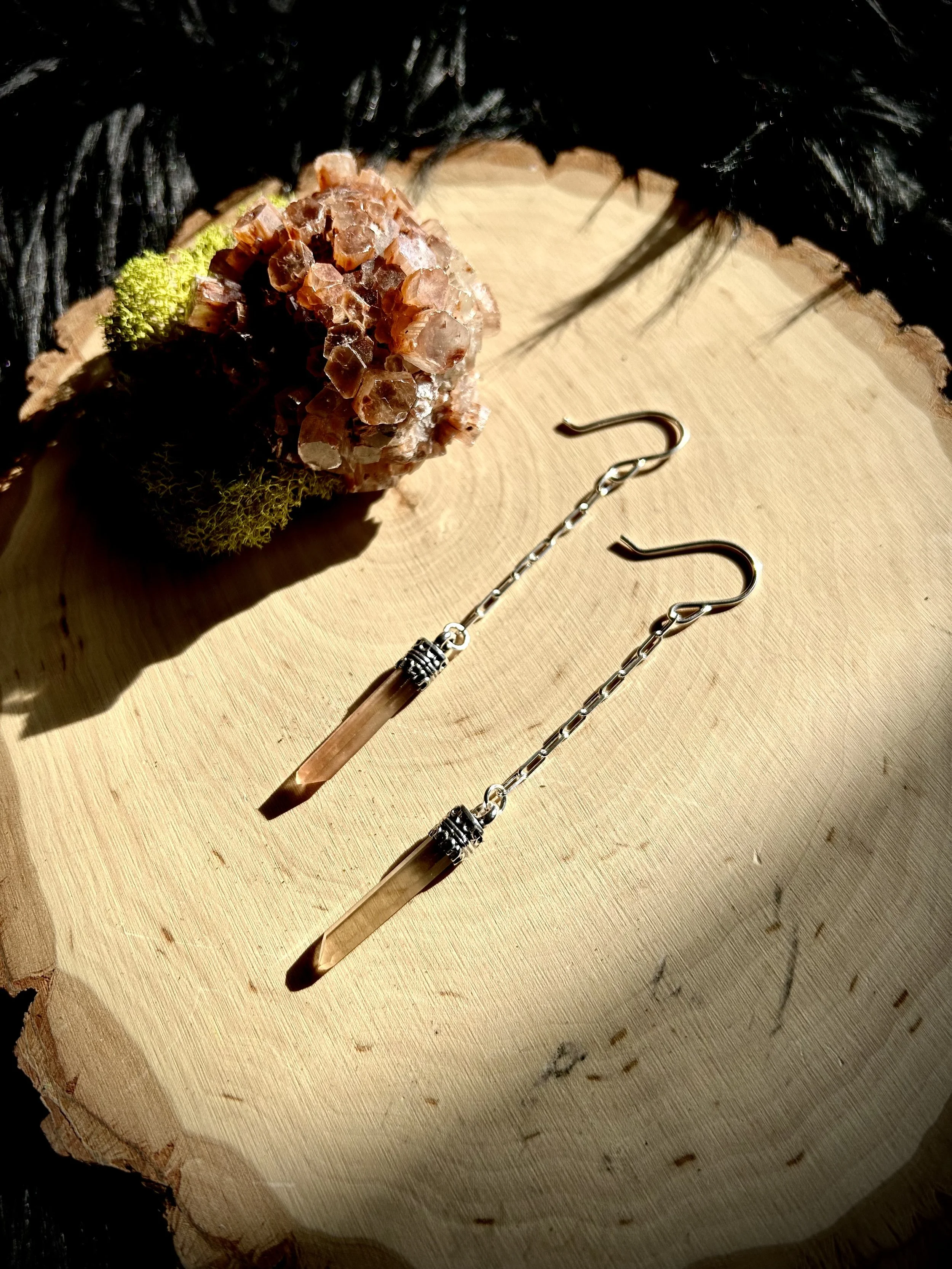 Quartz Drop Sterling Silver Earrings