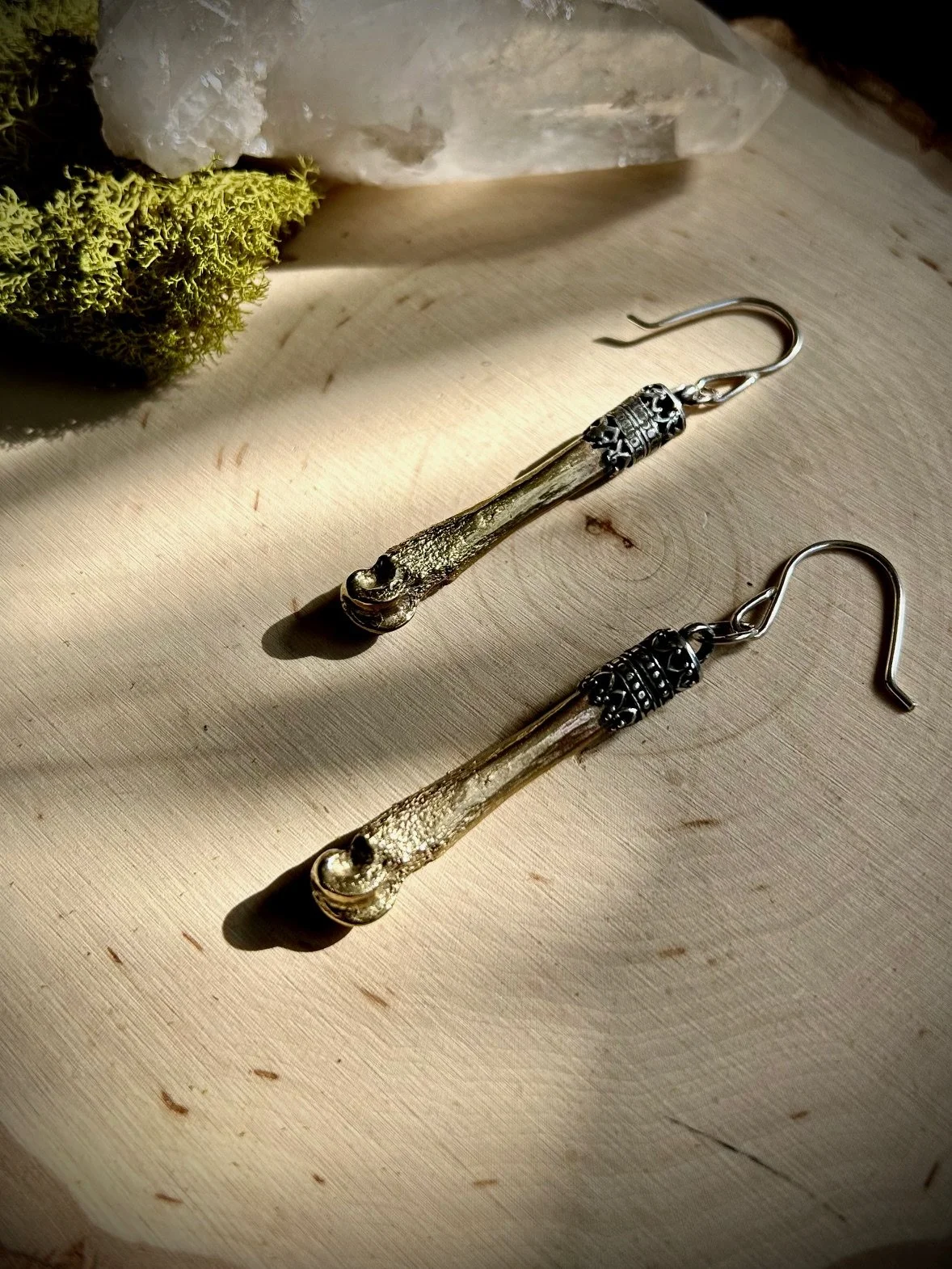 Brass Coyote Bone Earrings