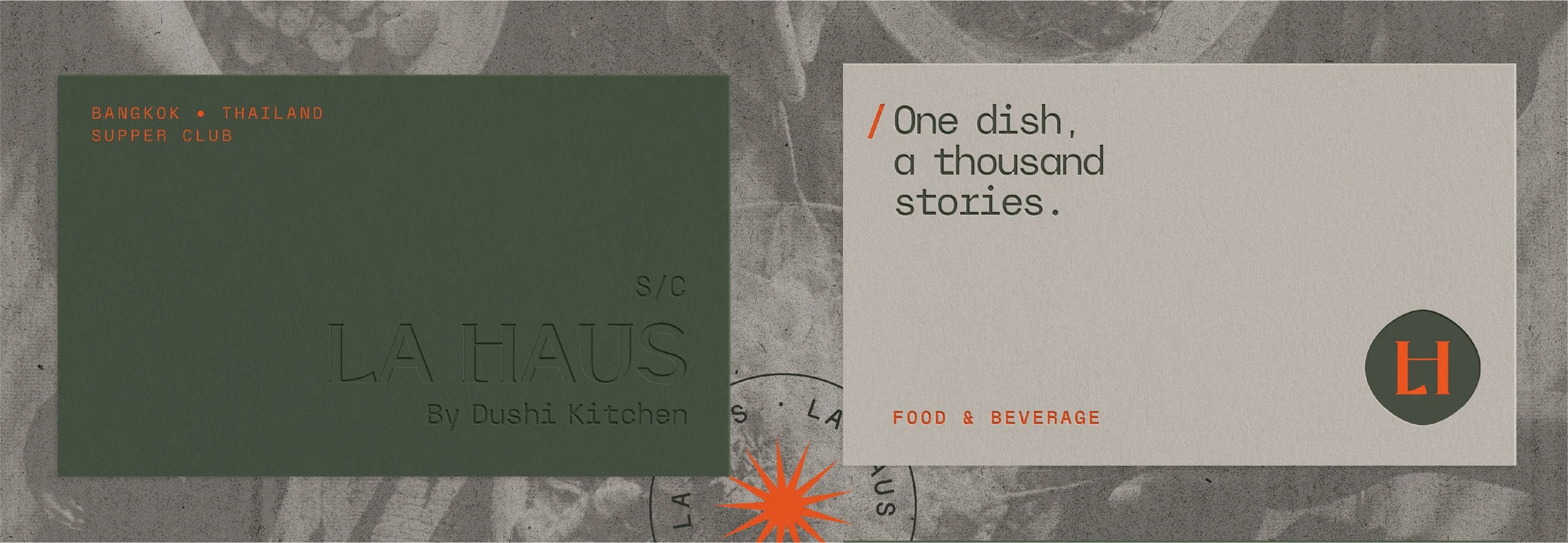 La Haus es un proyecto de branding y sistema gráfico desarrollado por 781Studio para un supper club íntimo en Bangkok. La identidad visual equilibra sofisticación y cercanía, fusionando tipografías y paleta cálida para reflejar culturas, sabores e hi