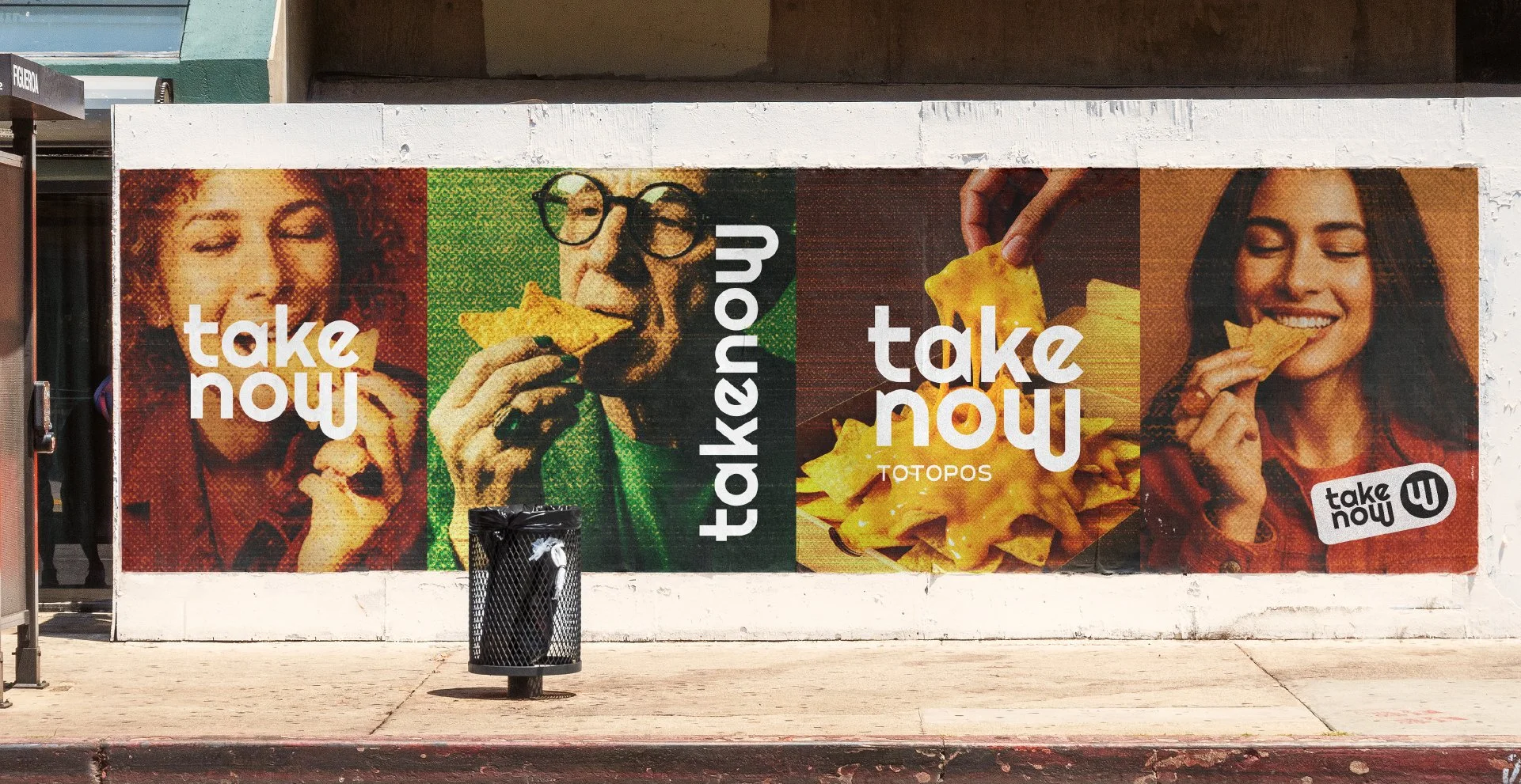 Diseñamos el naming e identidad visual de TAKE NOW, una marca de totopos urbana, fresca y contemporánea. Un sistema de marca construido desde la inmediatez, el sabor y el consumo espontáneo, creado para destacar en la categoría y conectar con nuevas 